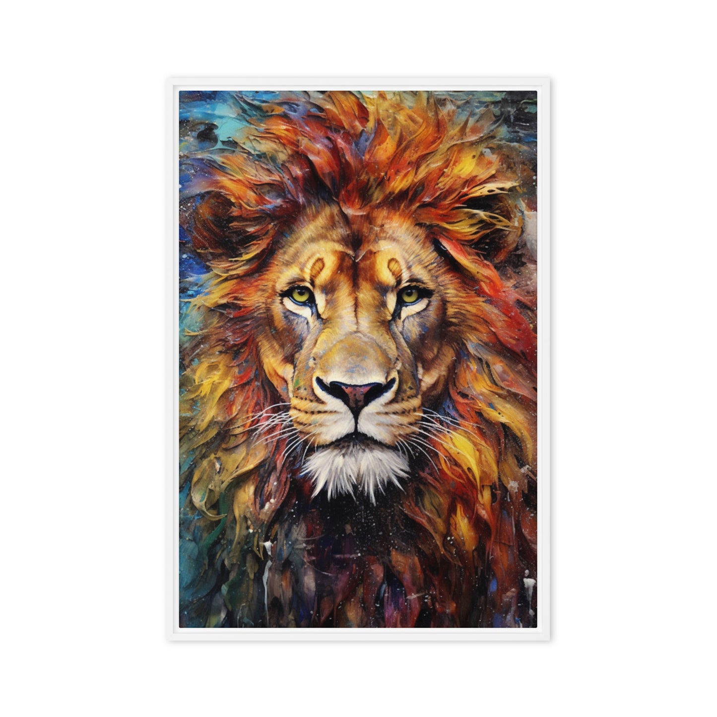 Colorful Lion Modern Art Framed Canvas