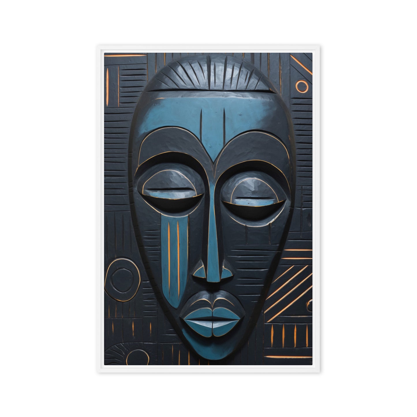 Tribal Mask African Art Framed Canvas