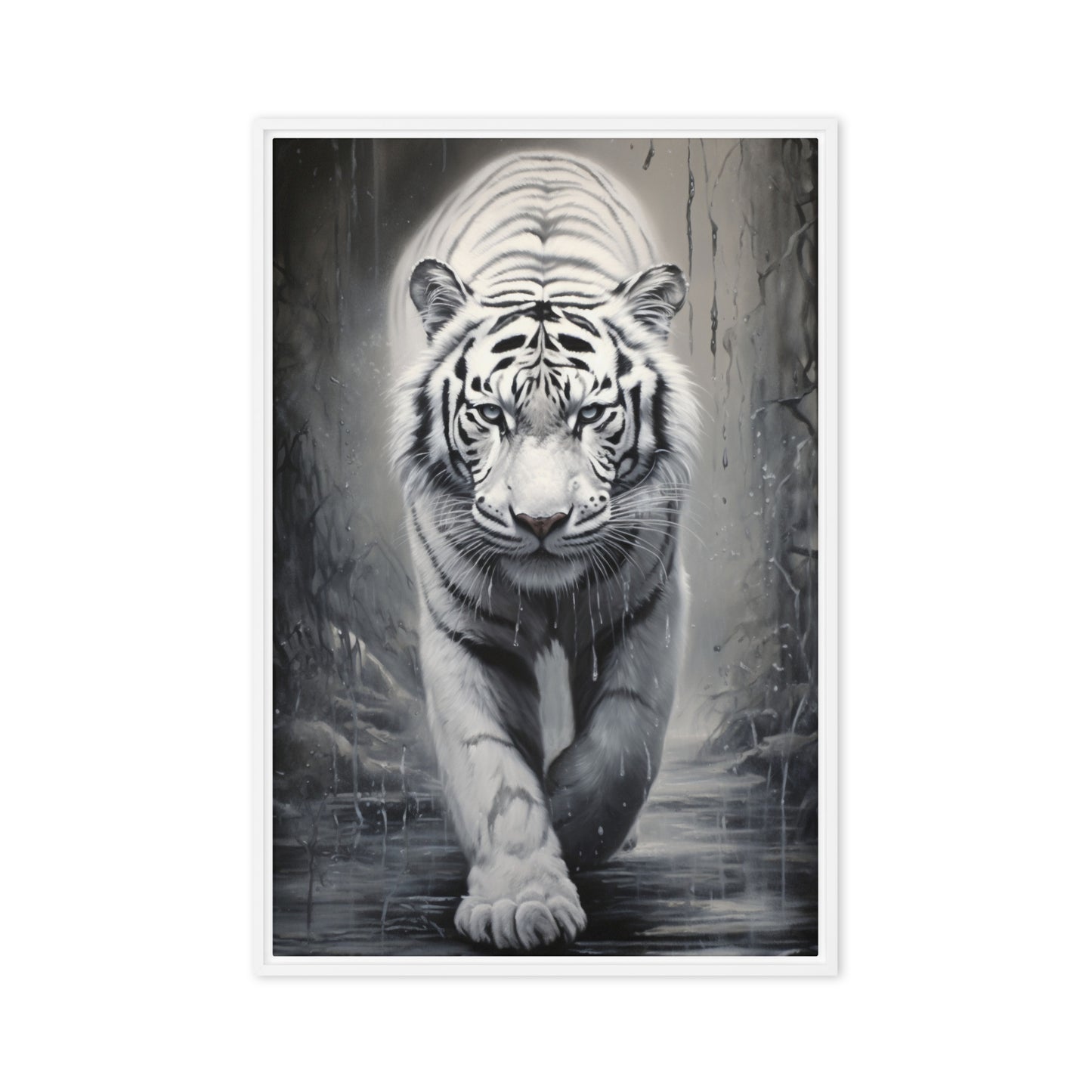 White Tiger Framed Canvas