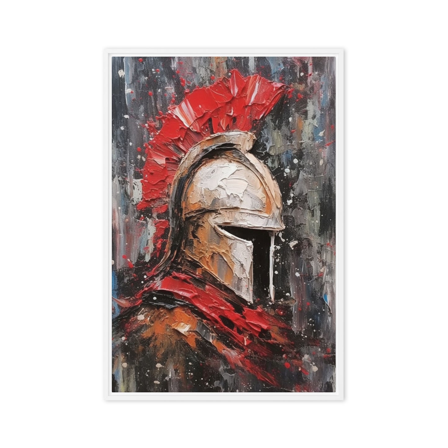 Spartan Helmet Modern Art Framed Canvas