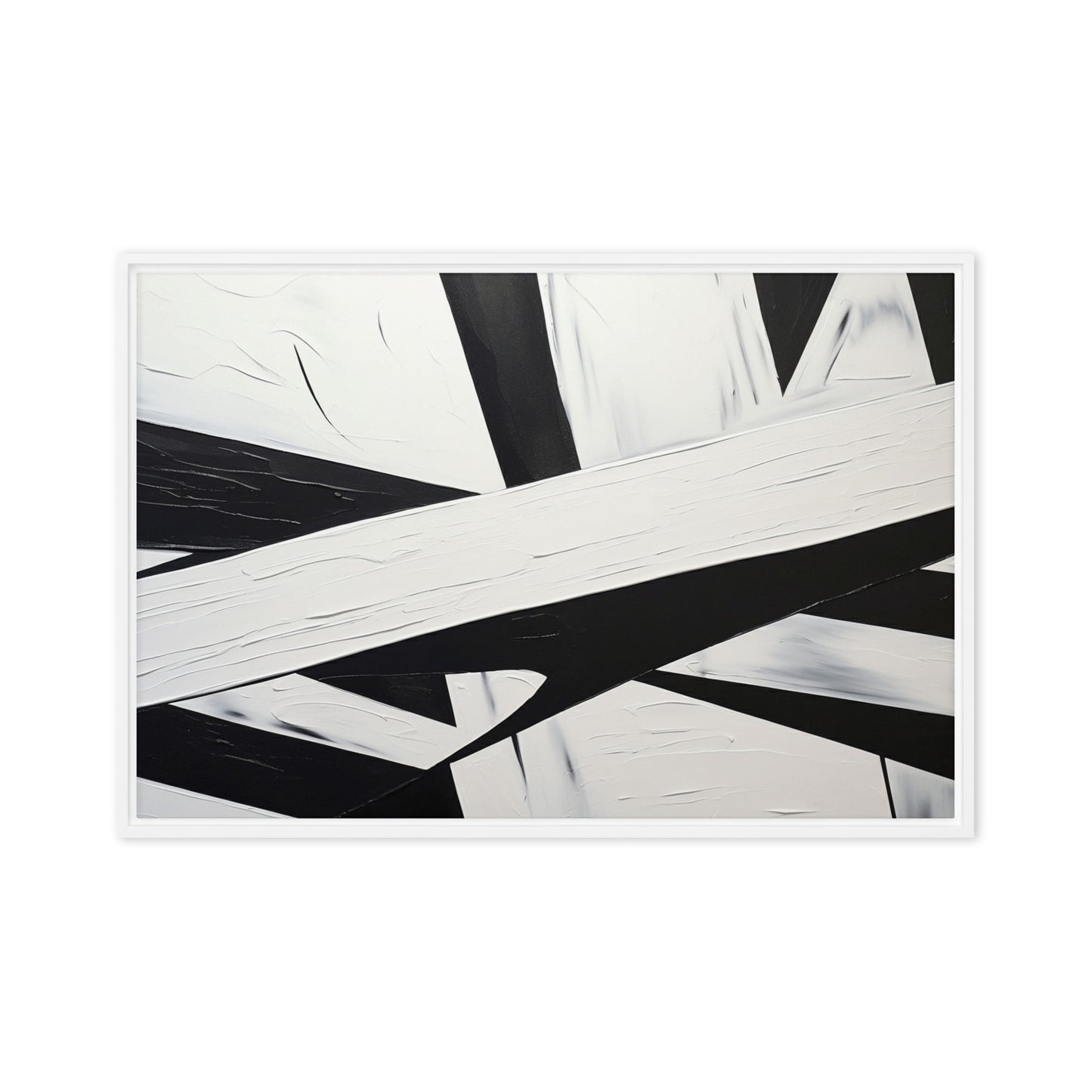 Black White Geometrical Art Framed Canvas