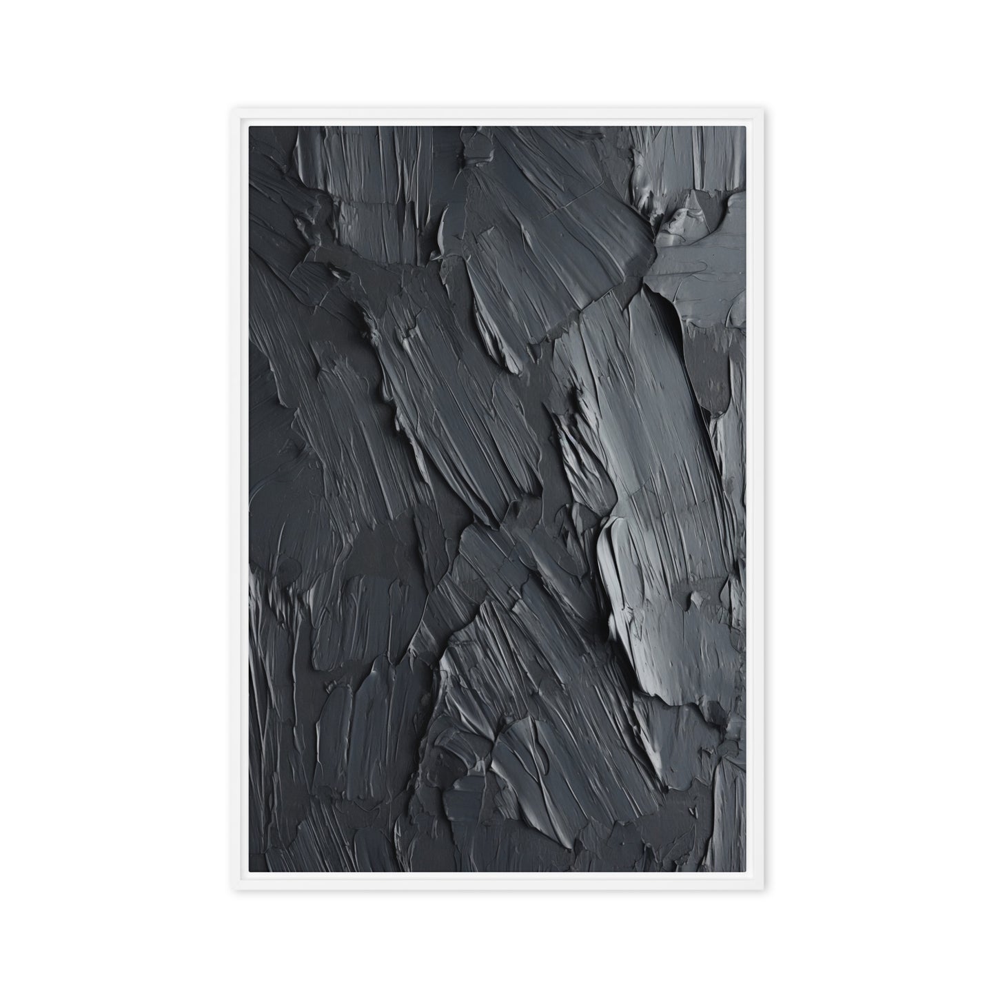 Black Impasto Art Framed Canvas