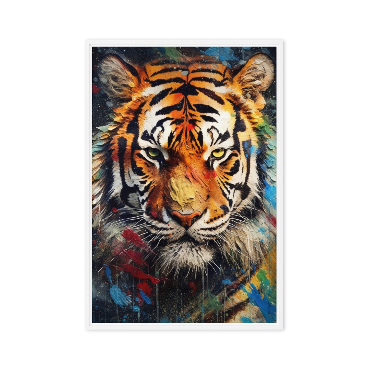 Colorful Tiger Modern Art Framed Canvas