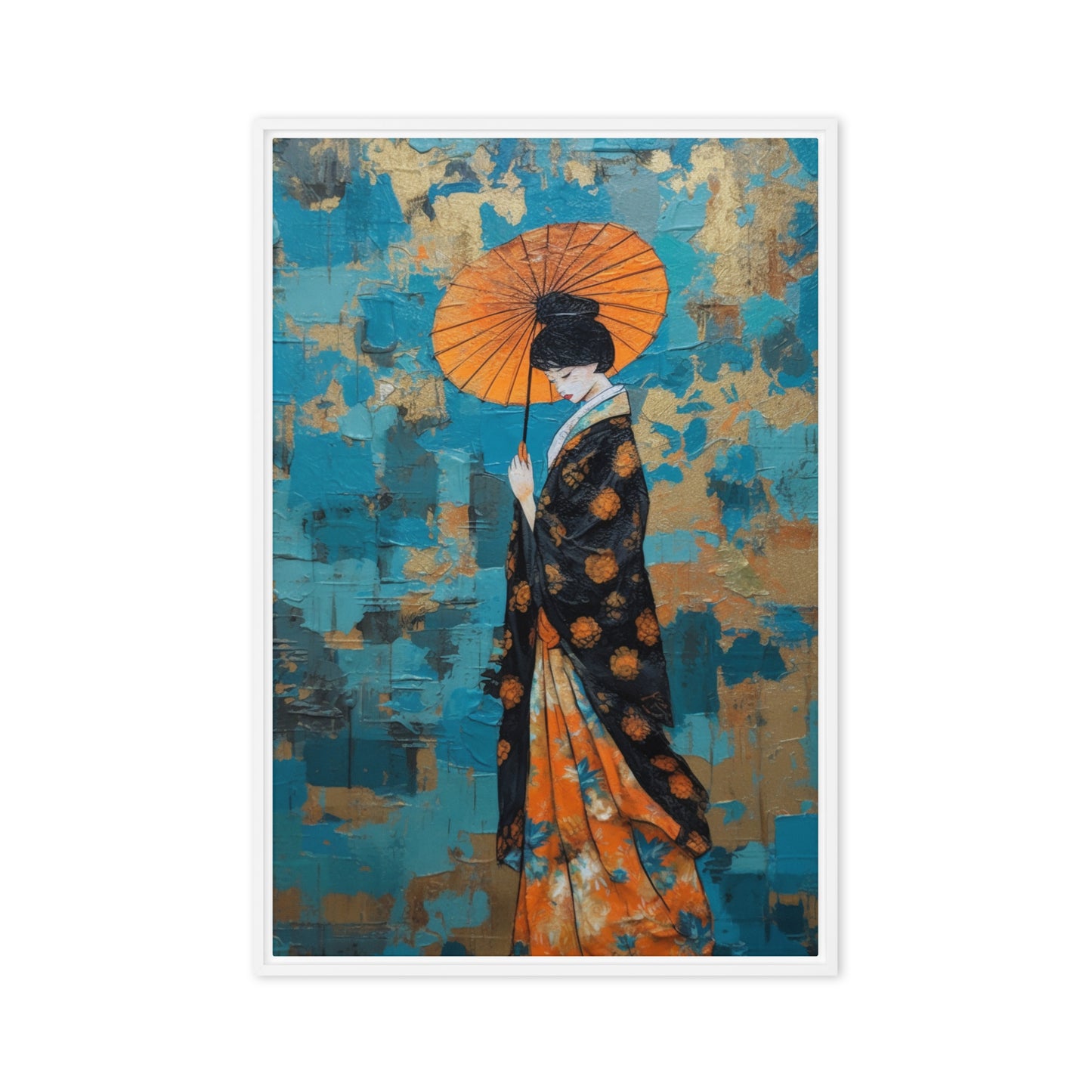 Feminine Geisha Japanese Art Framed Canvas