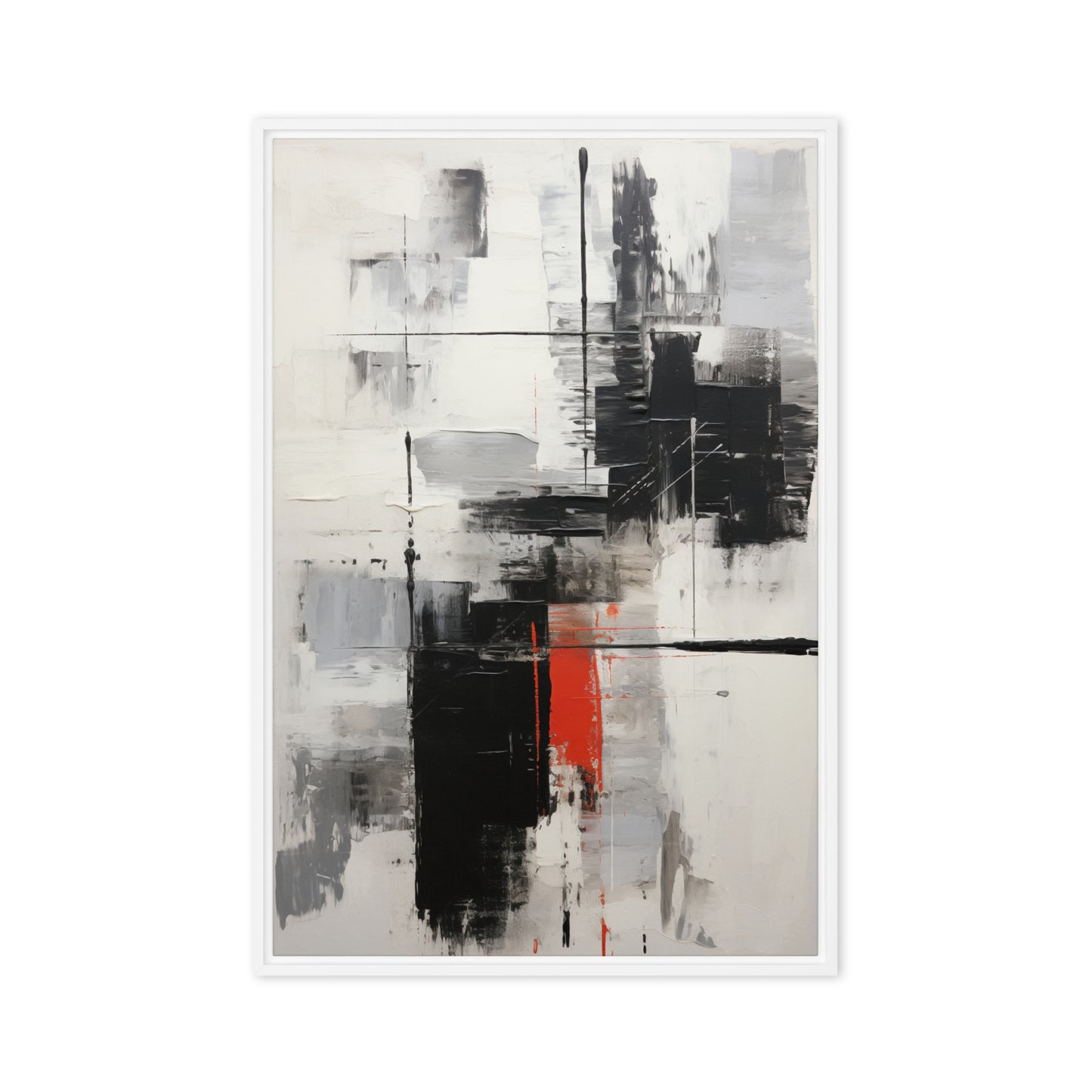 Black White Red Modern Art Framed Canvas