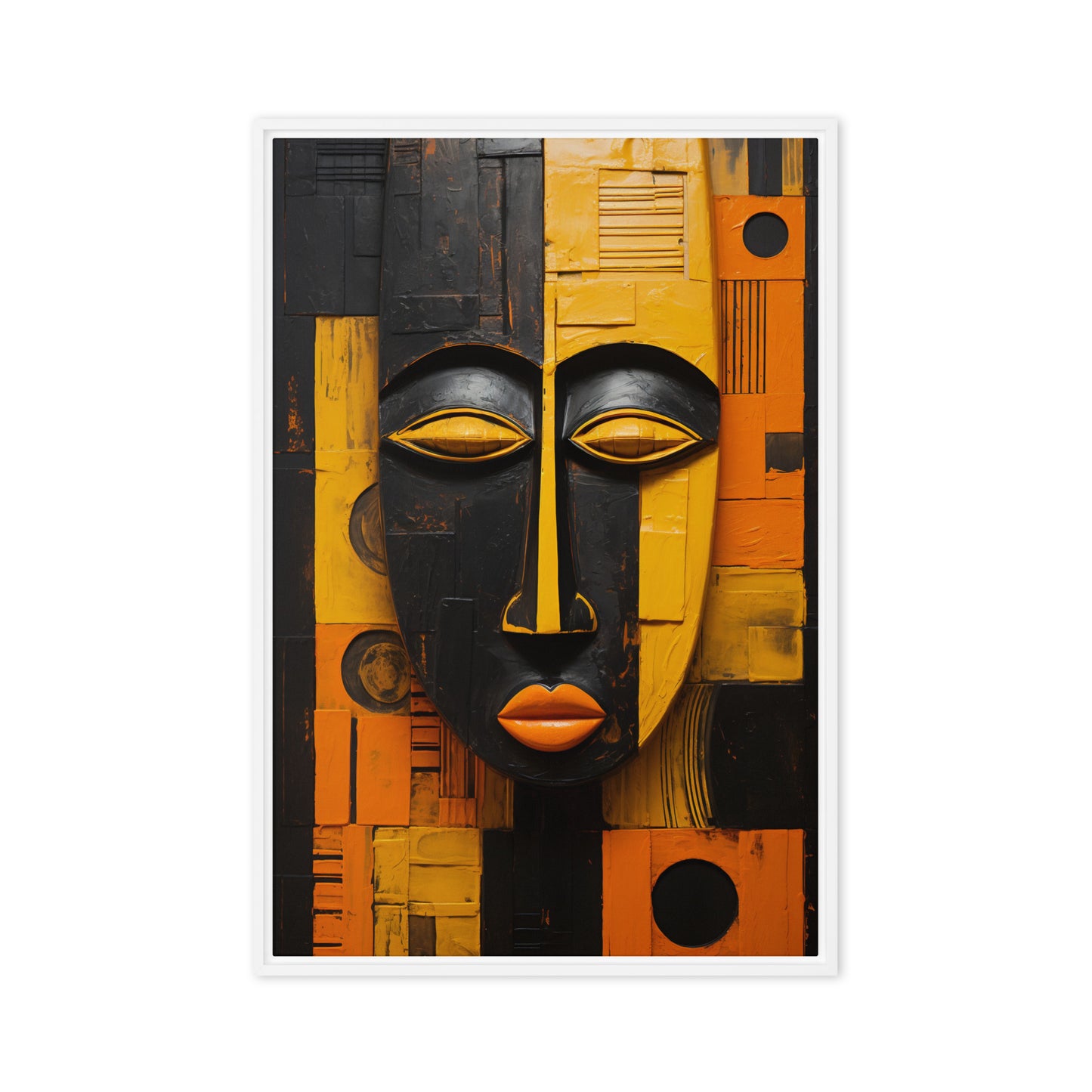 Tribal Mask African Art Framed Canvas