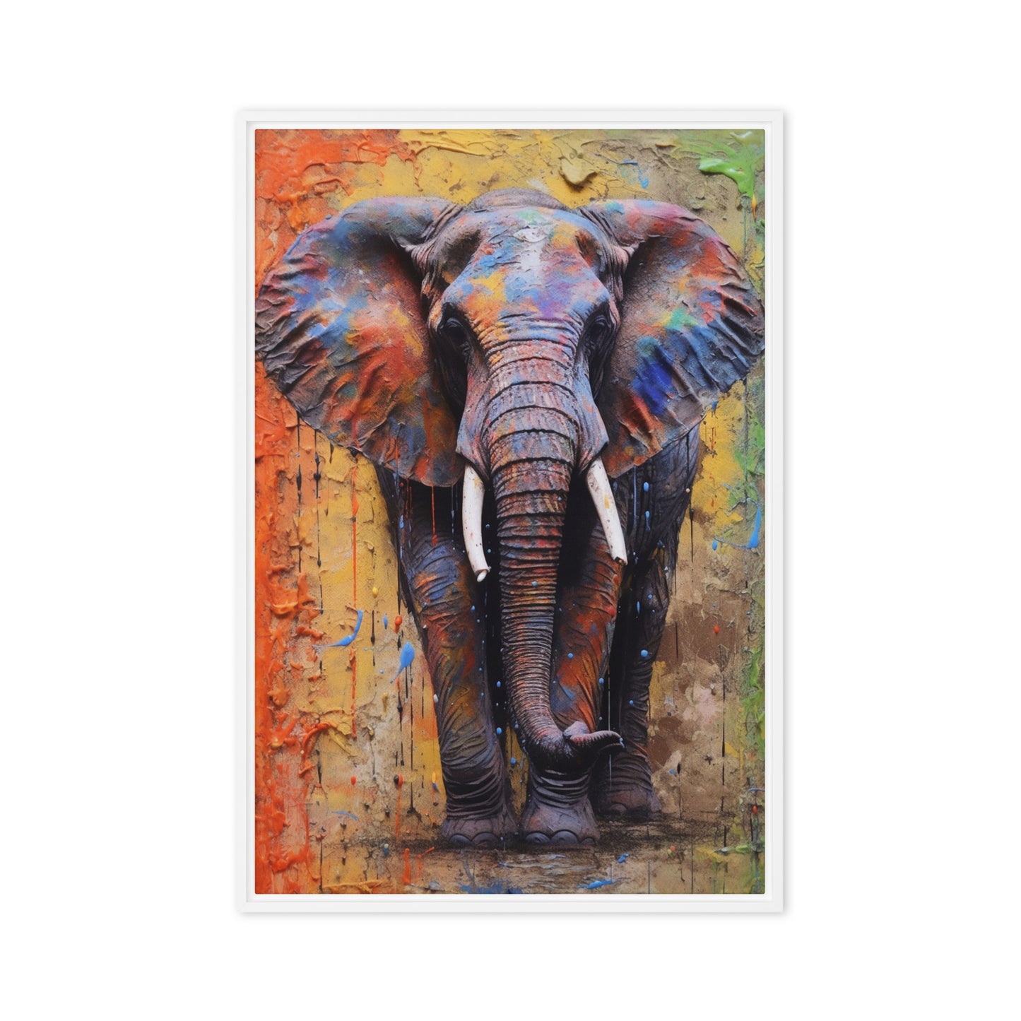 Colorful Elephant Framed Canvas
