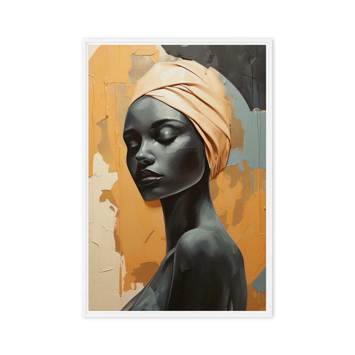 African Woman Abstract Art Framed Canvas