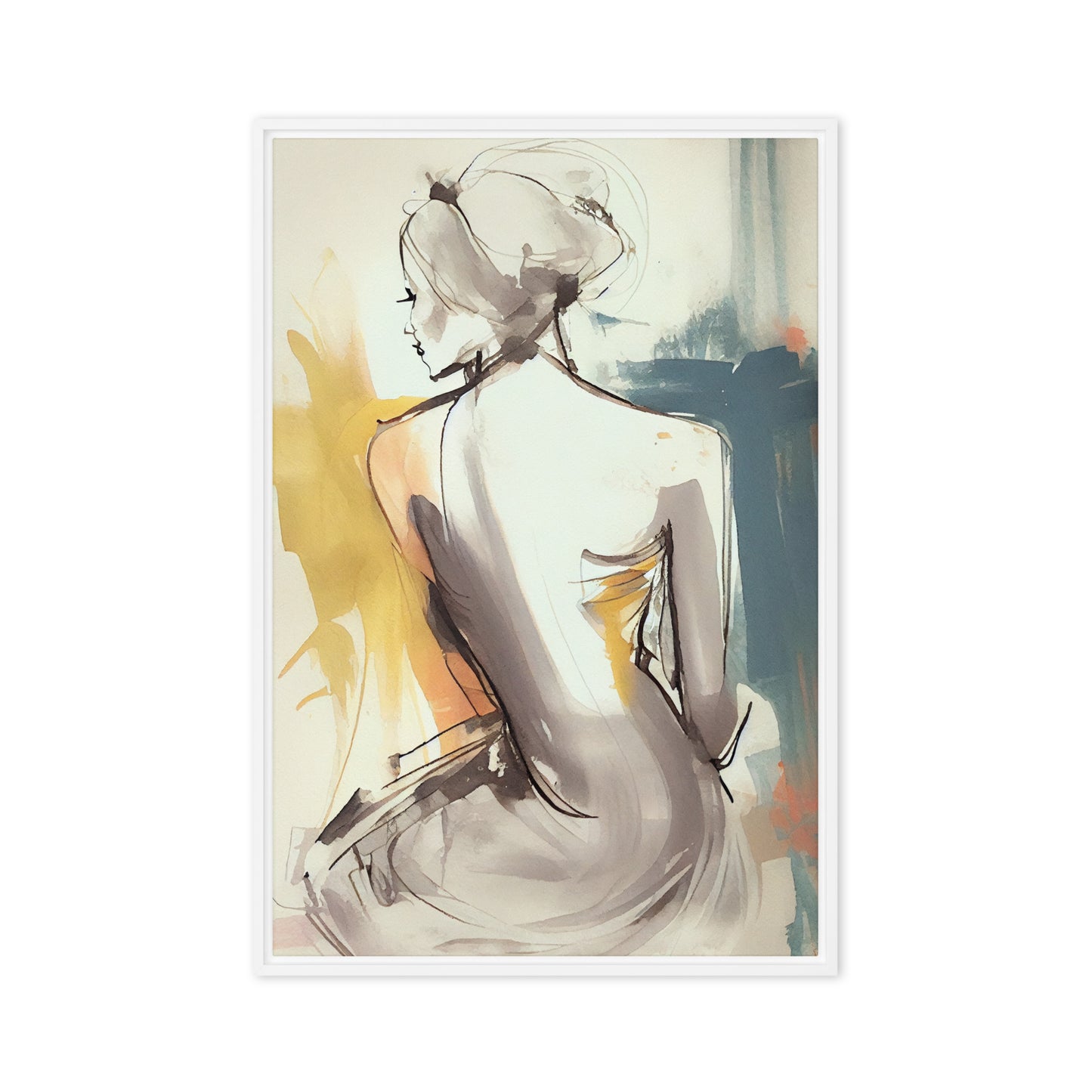 Woman Watercolor Art Framed Canvas