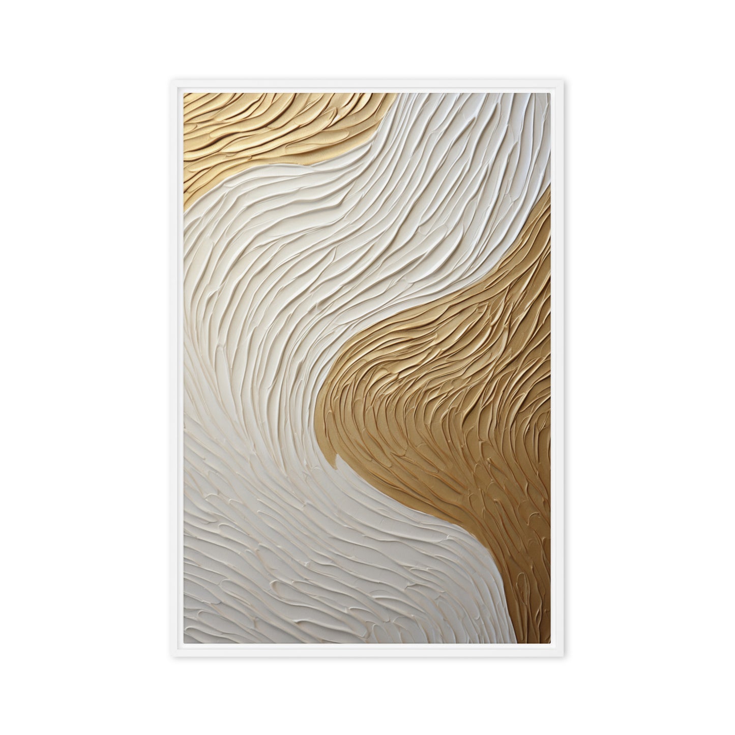 White Gold Impasto Art Framed Canvas