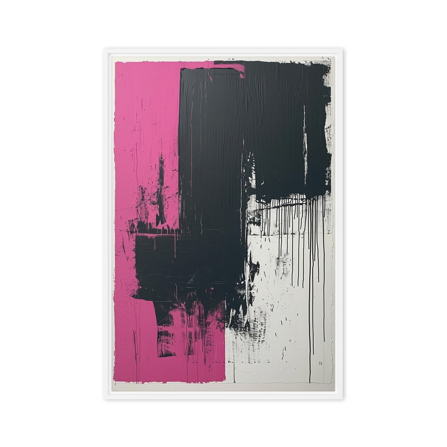 Pink Black Modern Art Framed Canvas
