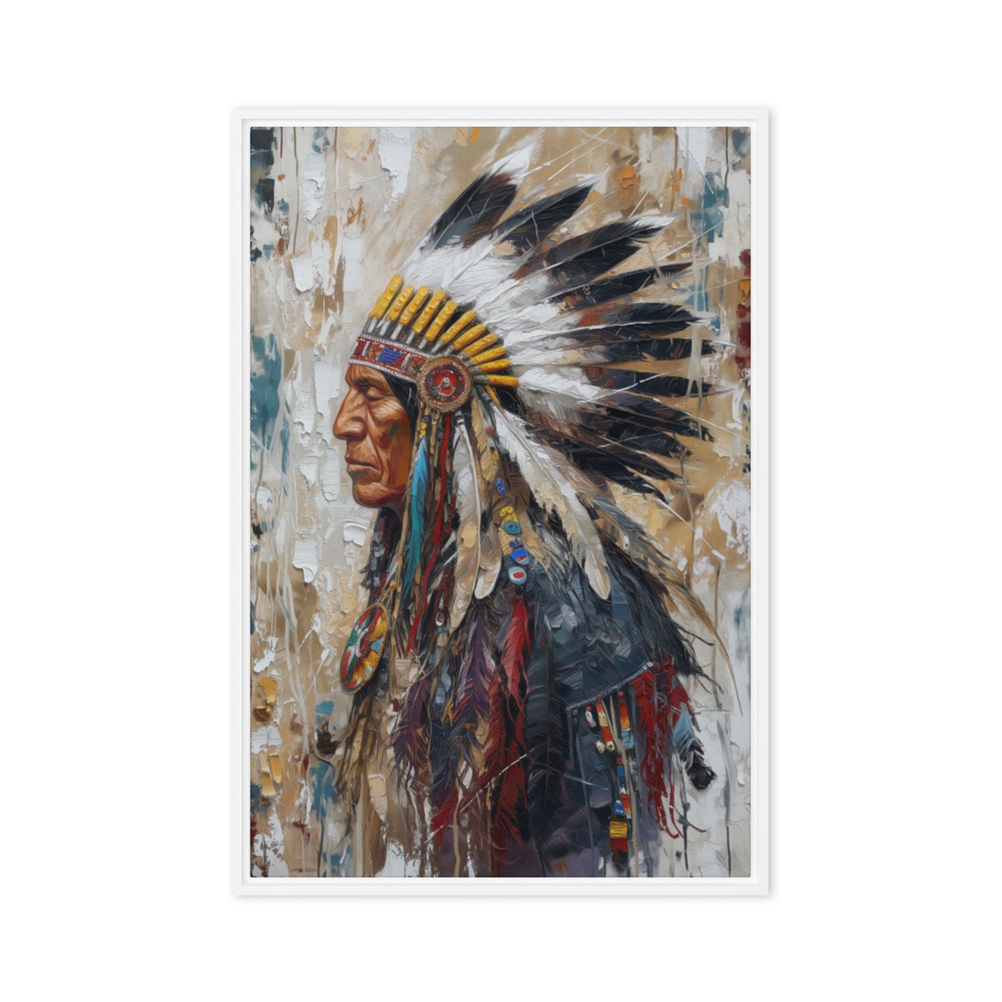 Chief Native American Art Framed Canvas