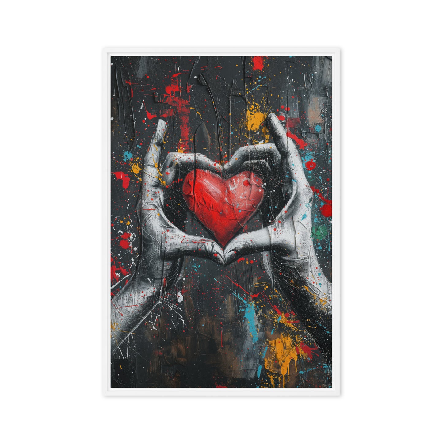 Heart Graffiti Art Framed Canvas