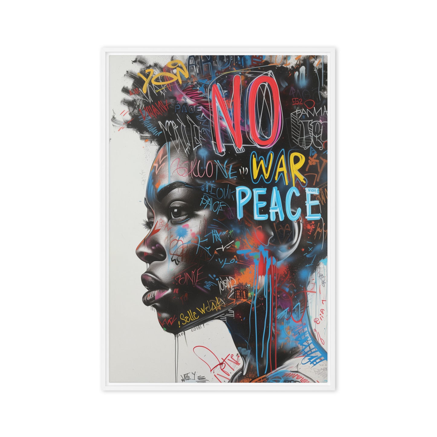 No War Graffiti Art Framed Canvas