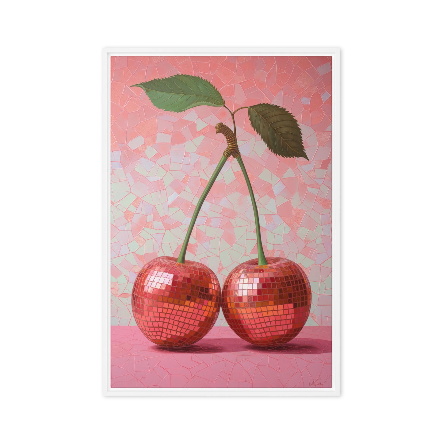 Cherry Disco Balls Framed Canvas