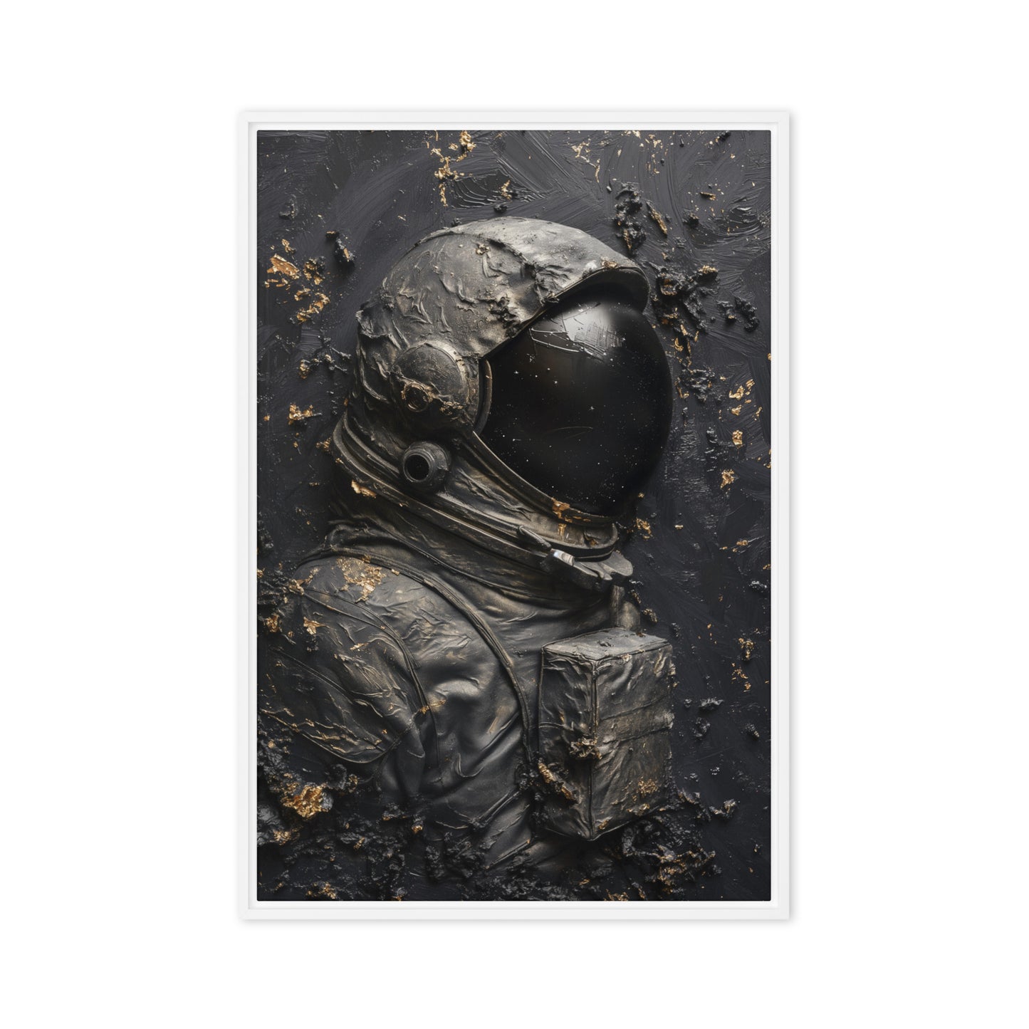 Astronaut in Space Impasto Art Framed Canvas