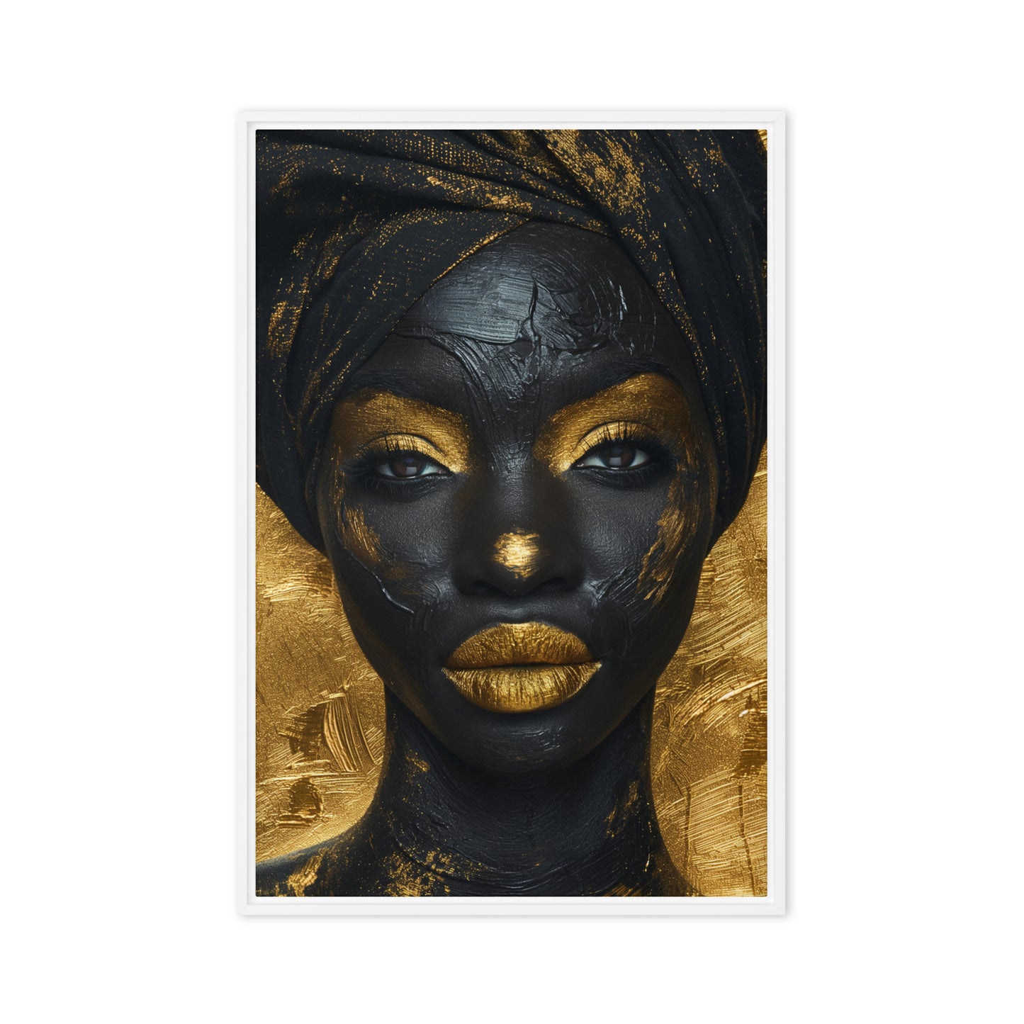 African Woman in Gold Framed Canvas