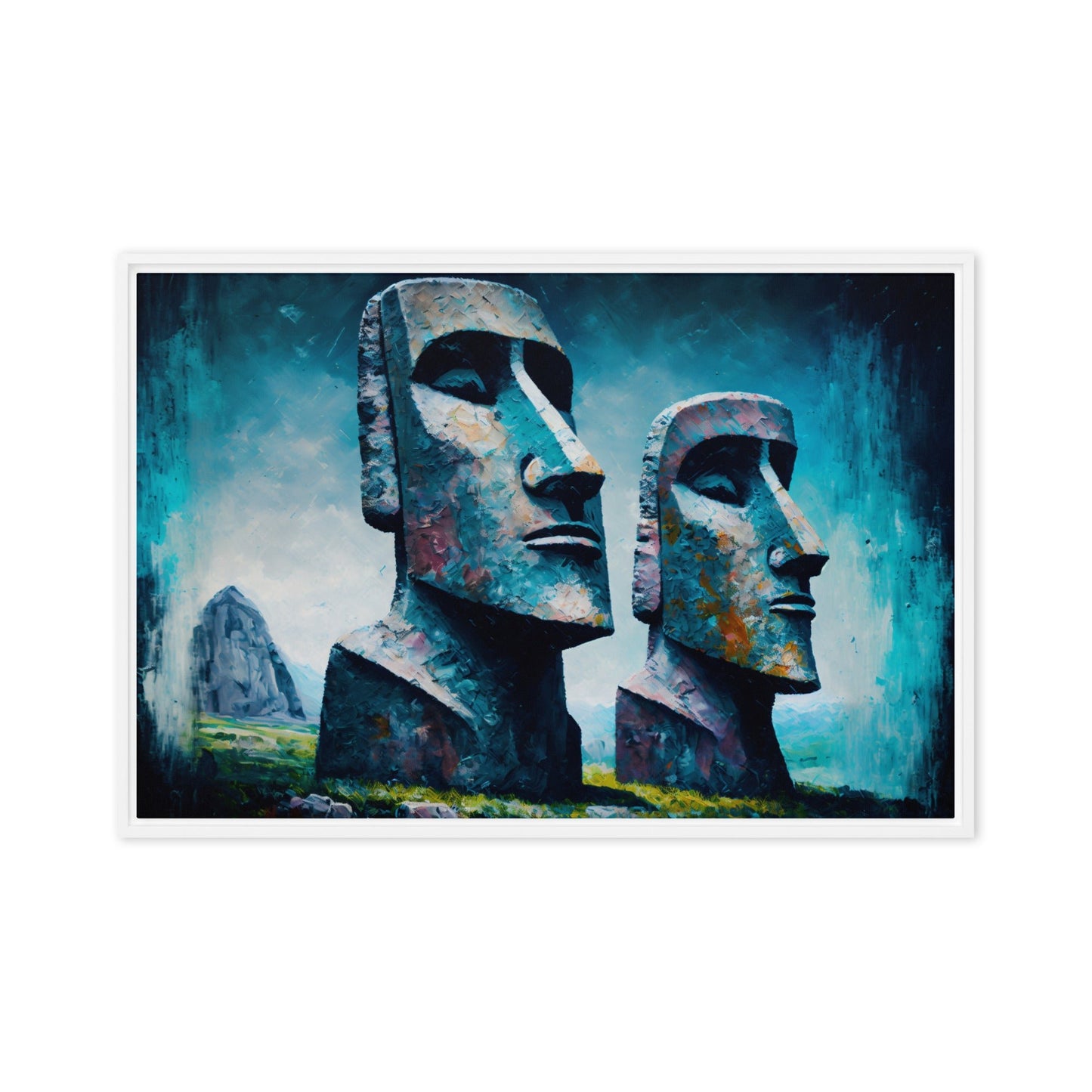 Easter Island Statues Framed Canvas