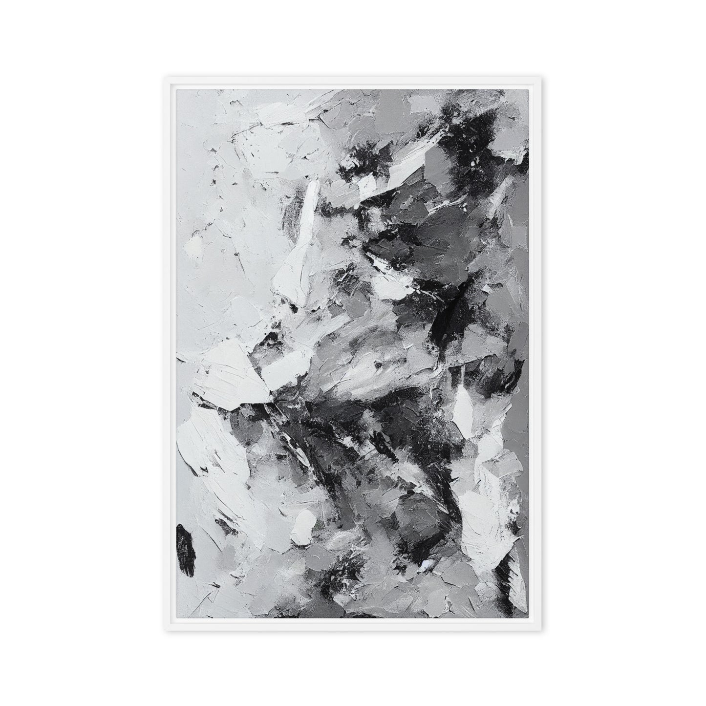 Grey White Black Modern Art Framed Canvas