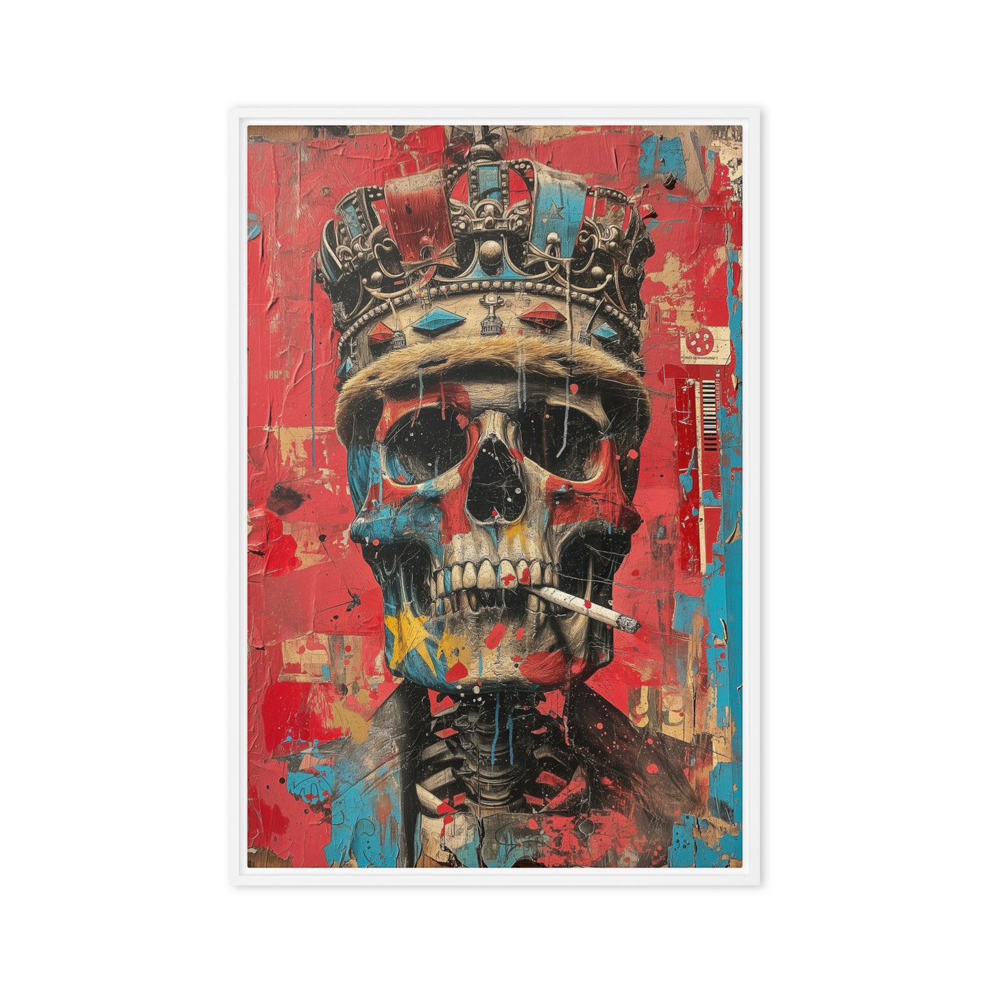 Skull In Crown Surreal Art Framed Canvas
