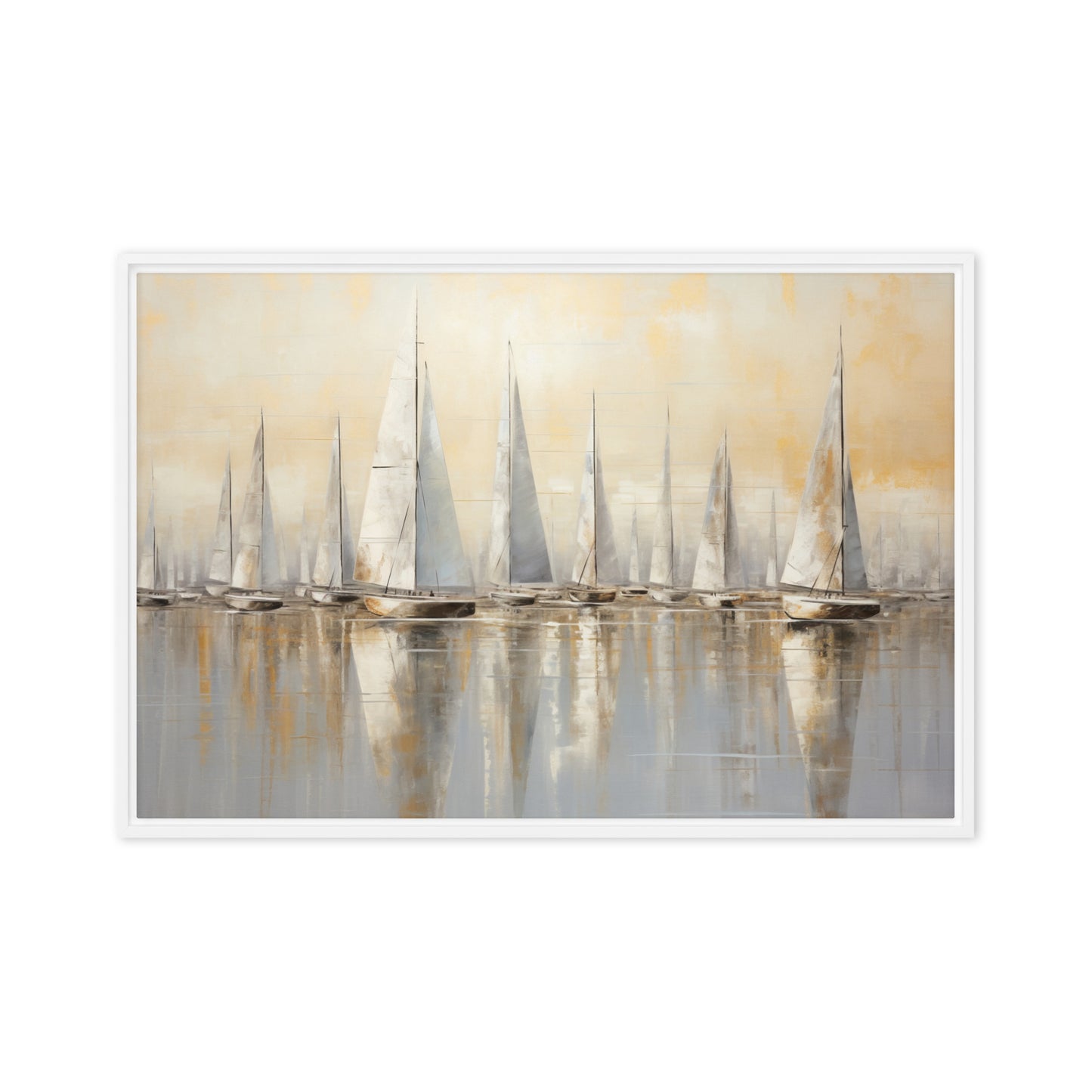 Sailboats Nautical Wall Art Framed Canvas