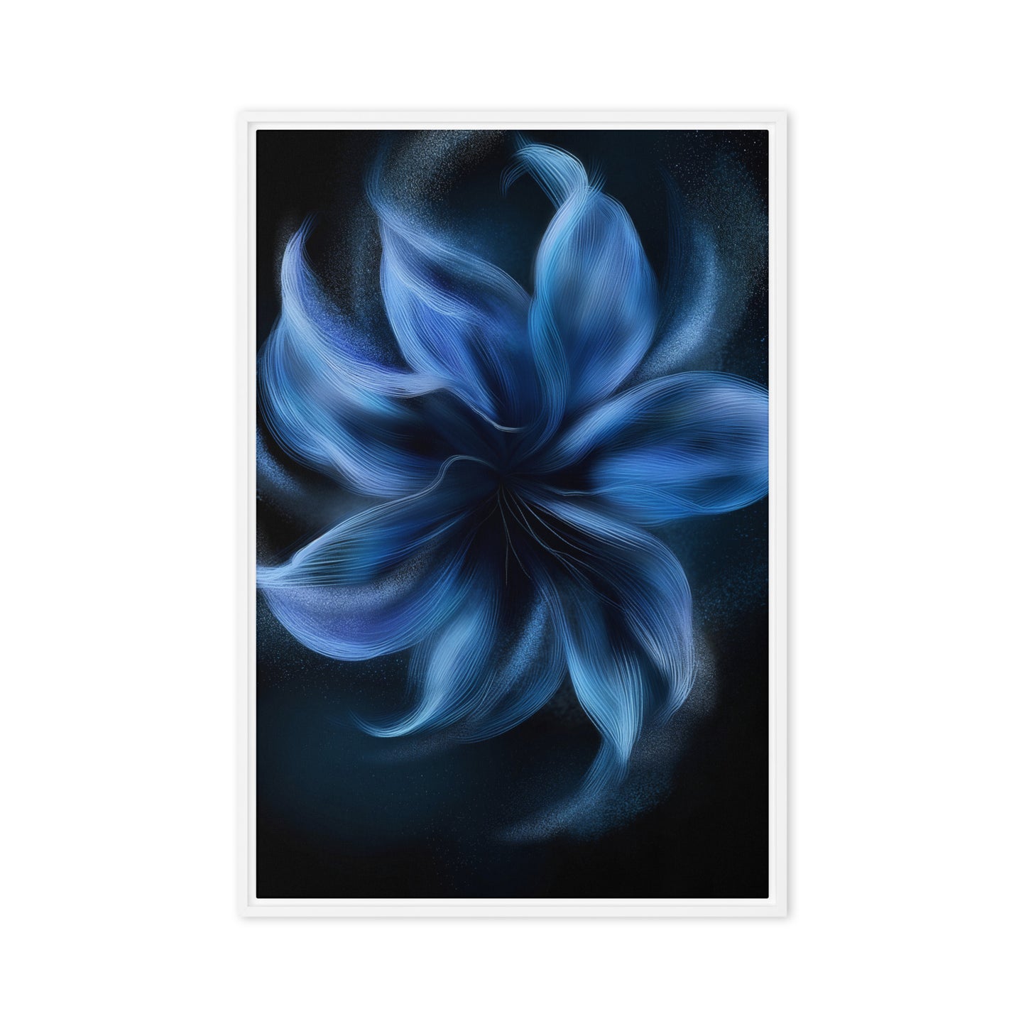 Blue Flower Minimalist Art Framed Canvas