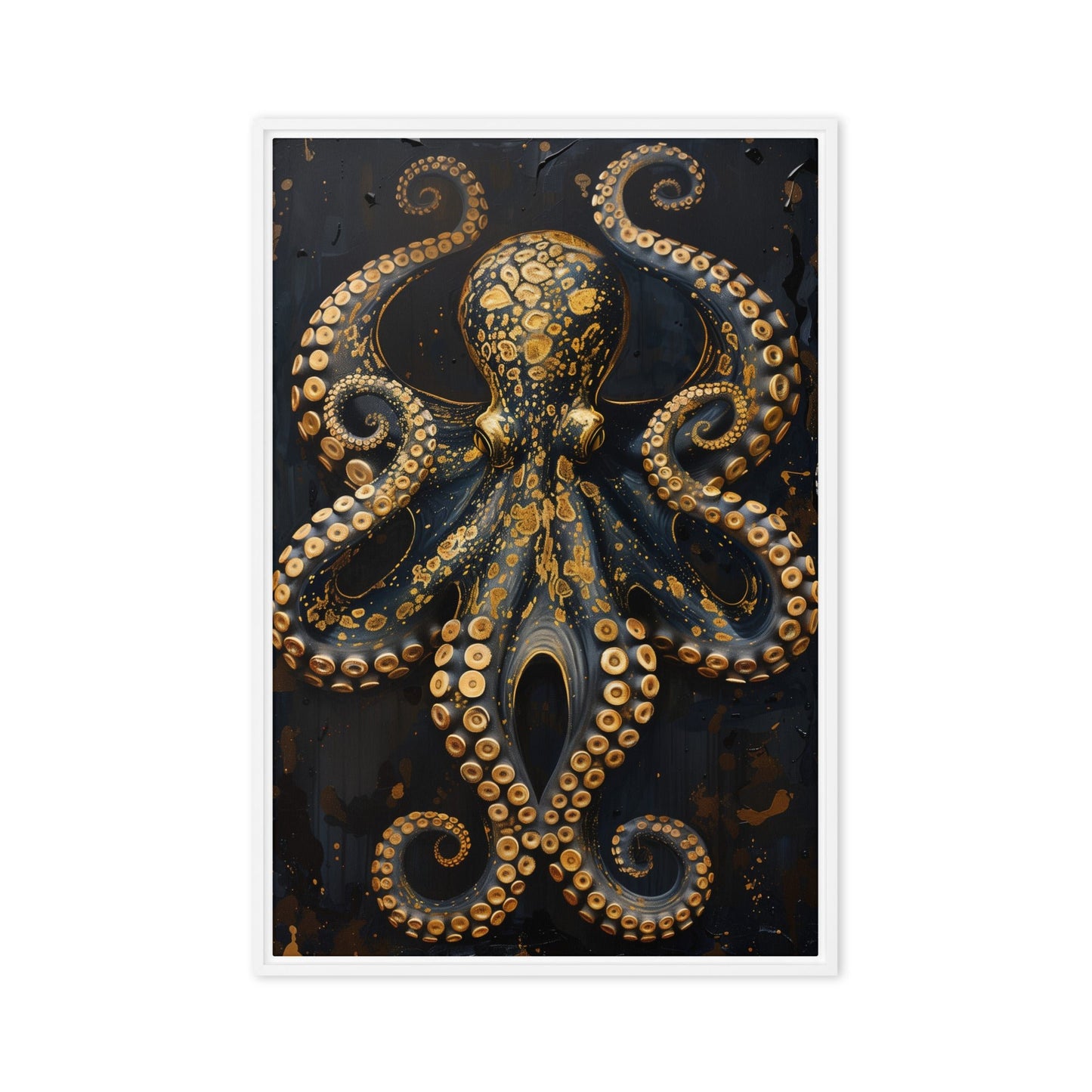 Majestic Golden Octopus Framed Canvas