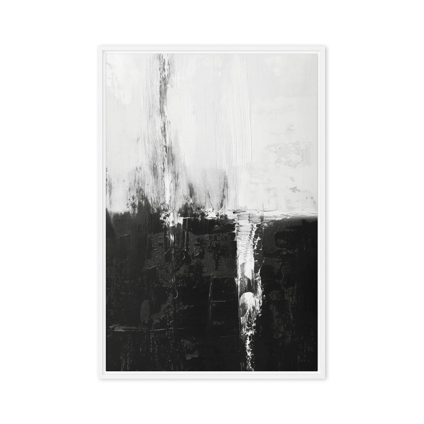 Black White Abstract Art Framed Canvas
