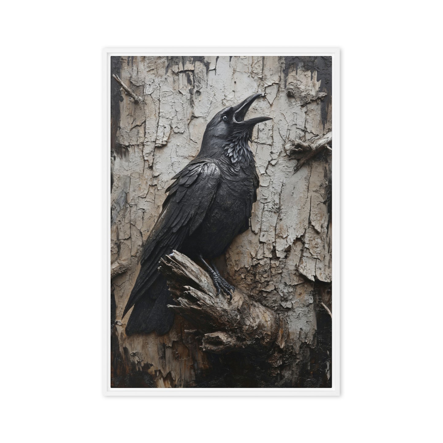 Black Crow Gothic Art Framed Canvas