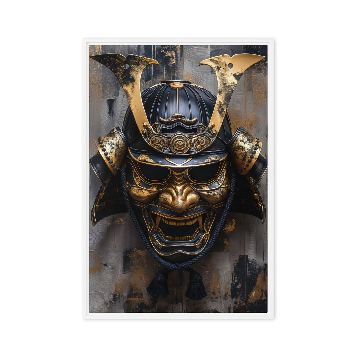 Samurai Mask Japanese Art Framed Canvas