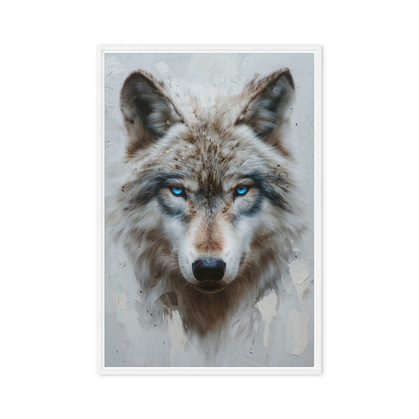 Blue Eyed Wolf Modern Art Framed Canvas