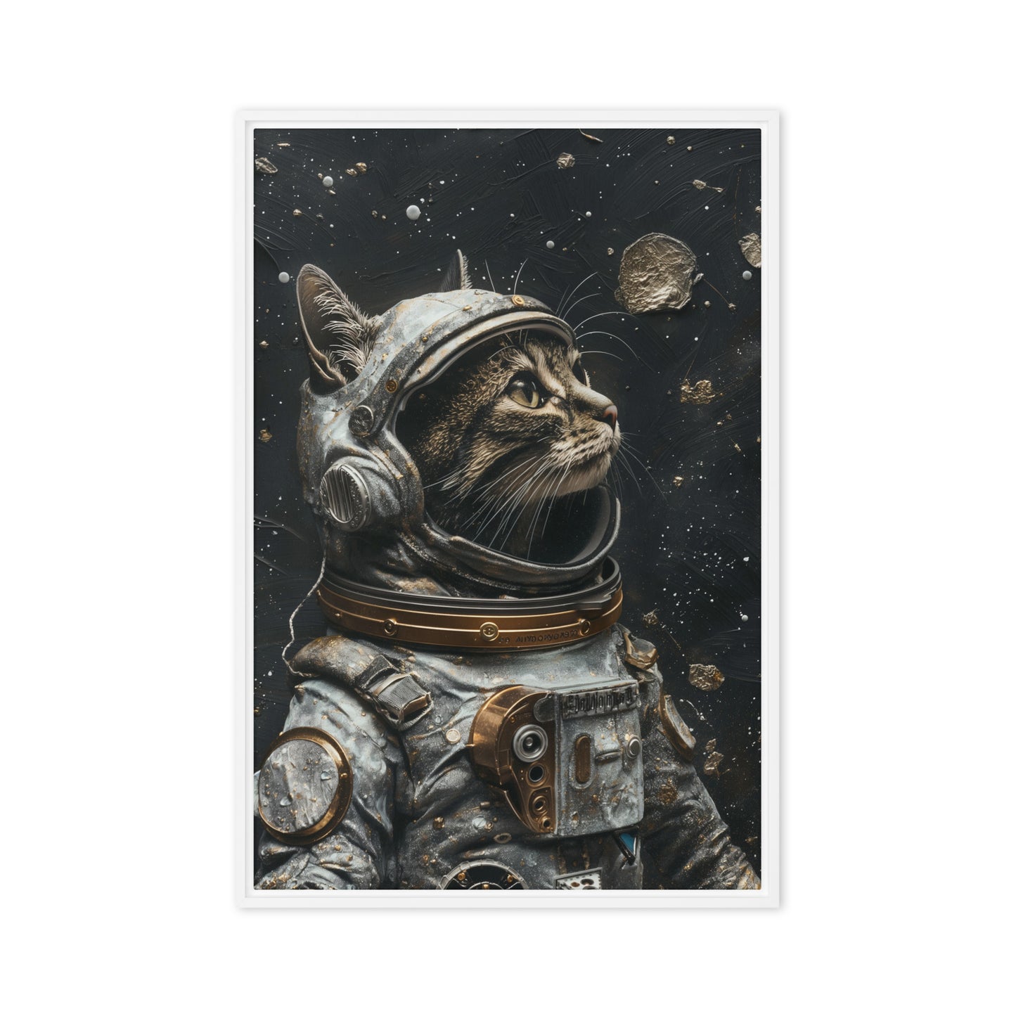 Astro Cat Space Art Framed Canvas