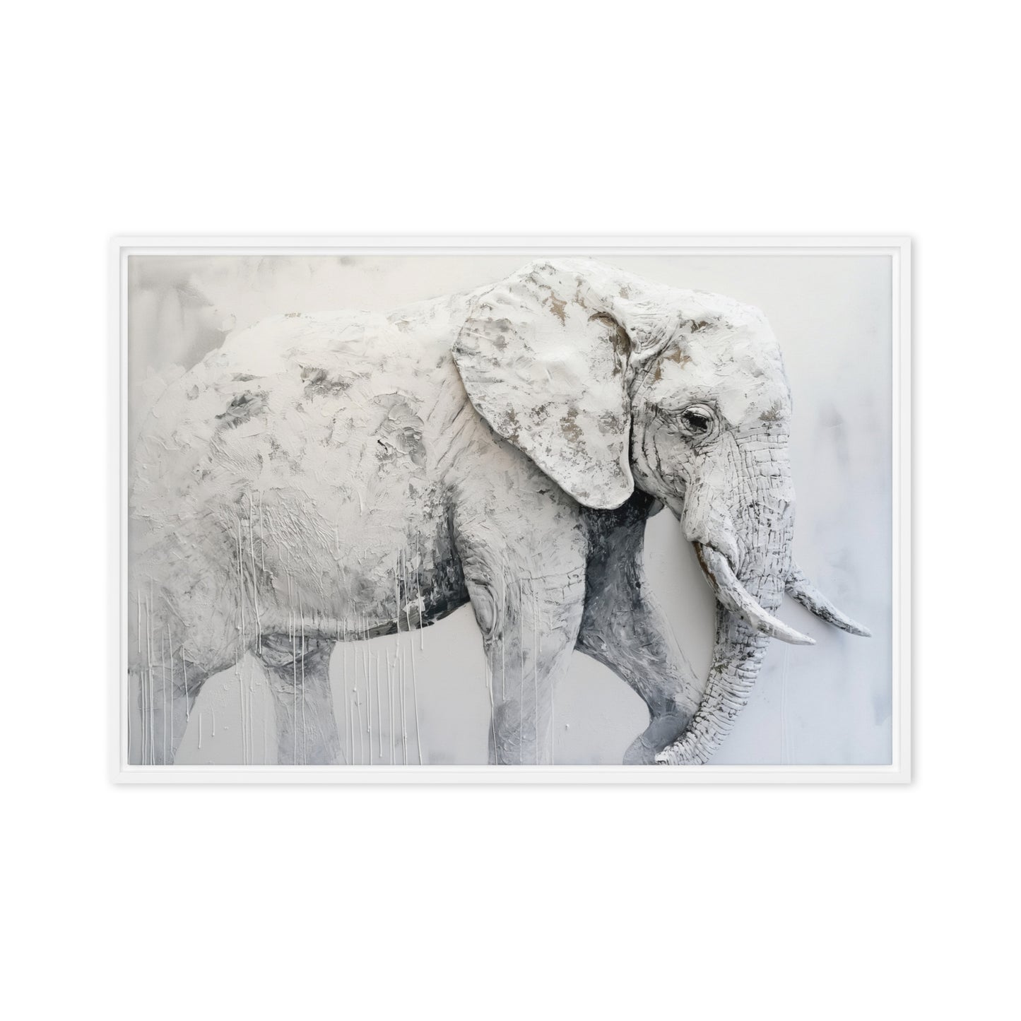 White Elephant Modern Art Framed Canvas