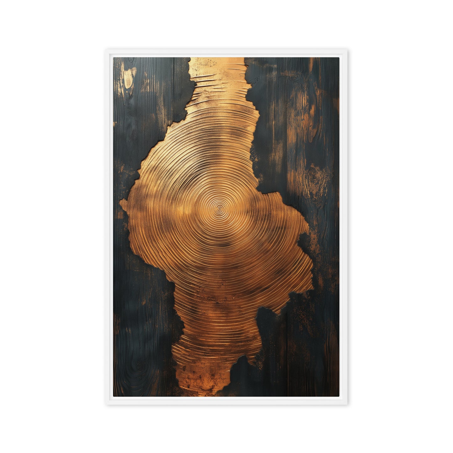 Golden Spiral Wood Art Framed Canvas