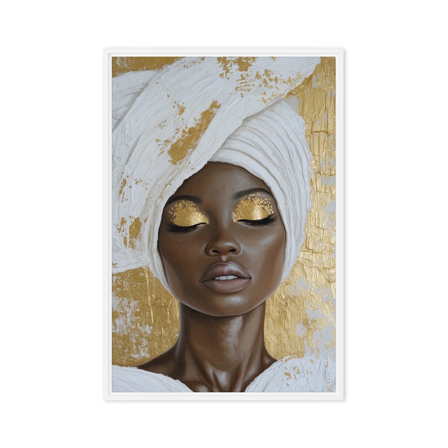 African Woman Impasto Art Framed Canvas
