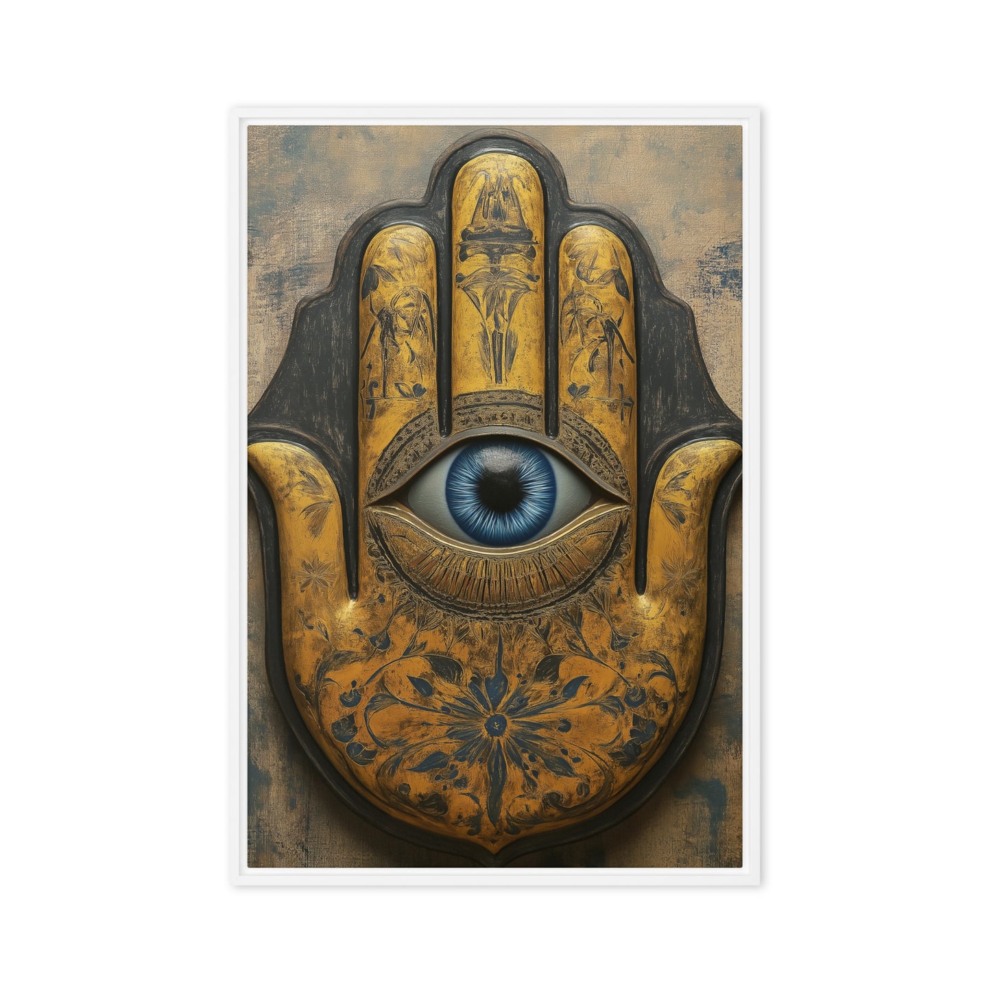 Hamsa Hand Religious Art Framed Canvas