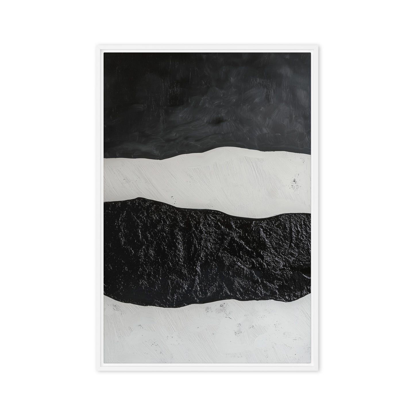 Black White Wabi Sabi Art Framed Canvas