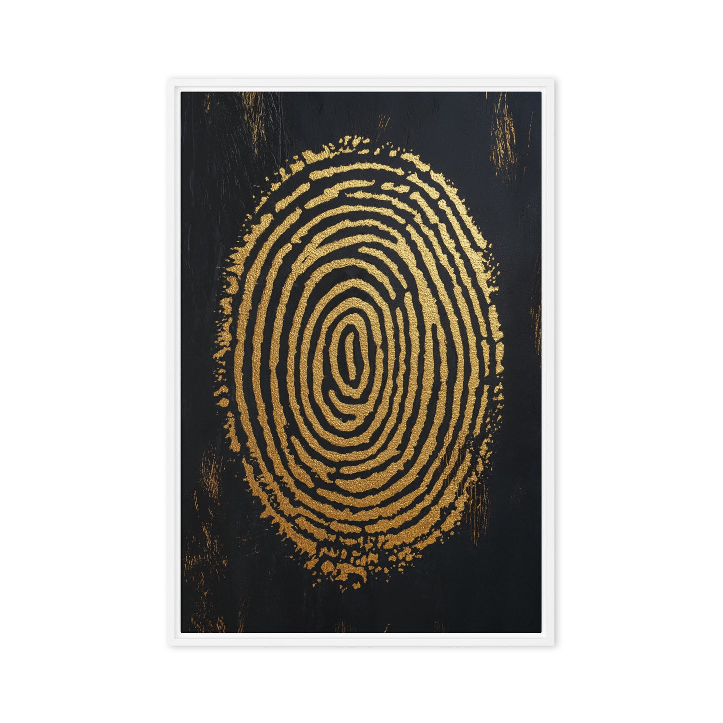 Finger Print Modern Art Black Gold Framed Canvas