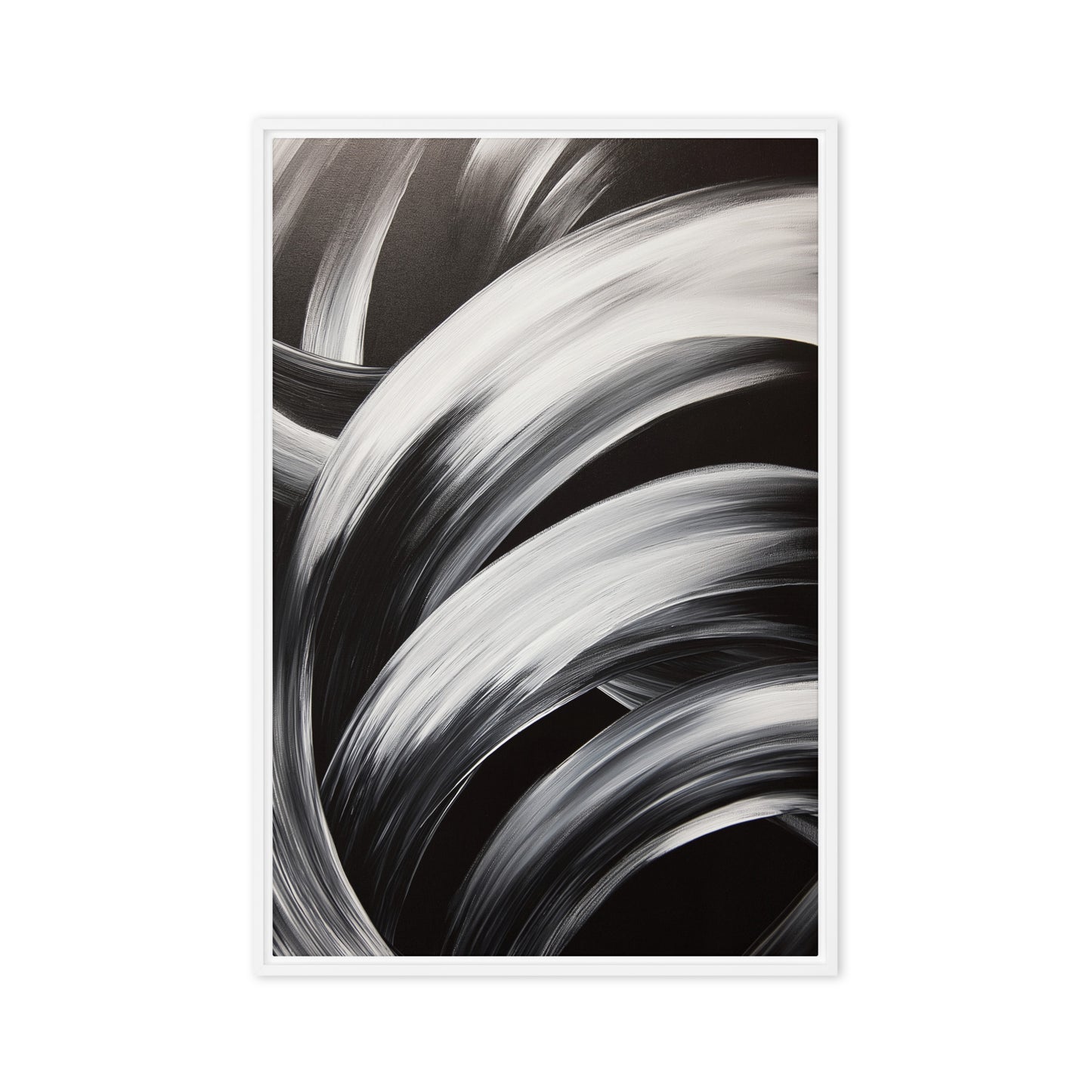 Black & White Brushstroke Art Framed Canvas