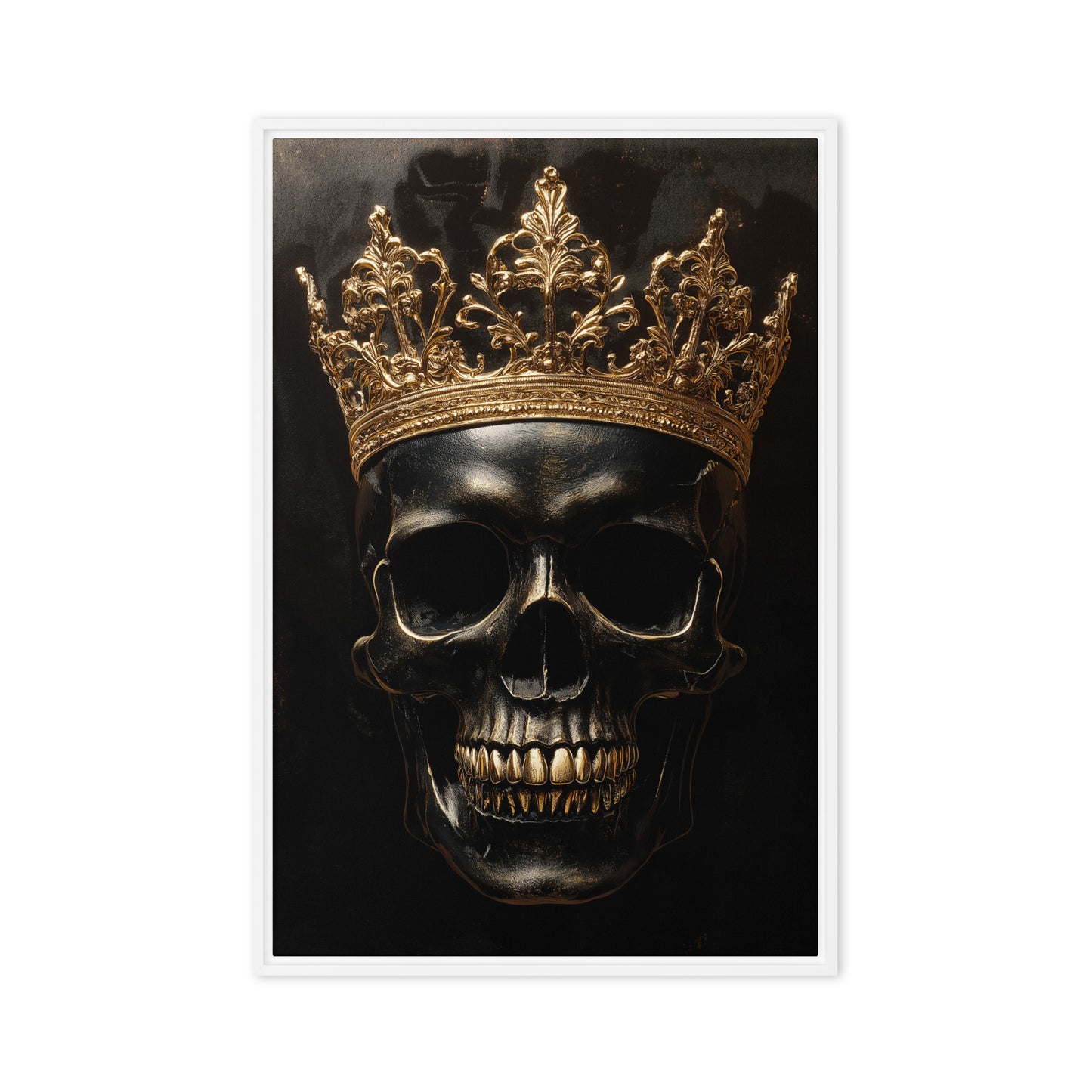 Skull with Golden Crown Gothic Art Framed Canvas