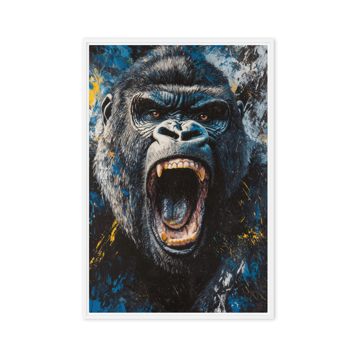 Roaring Gorilla Modern Art Framed Canvas