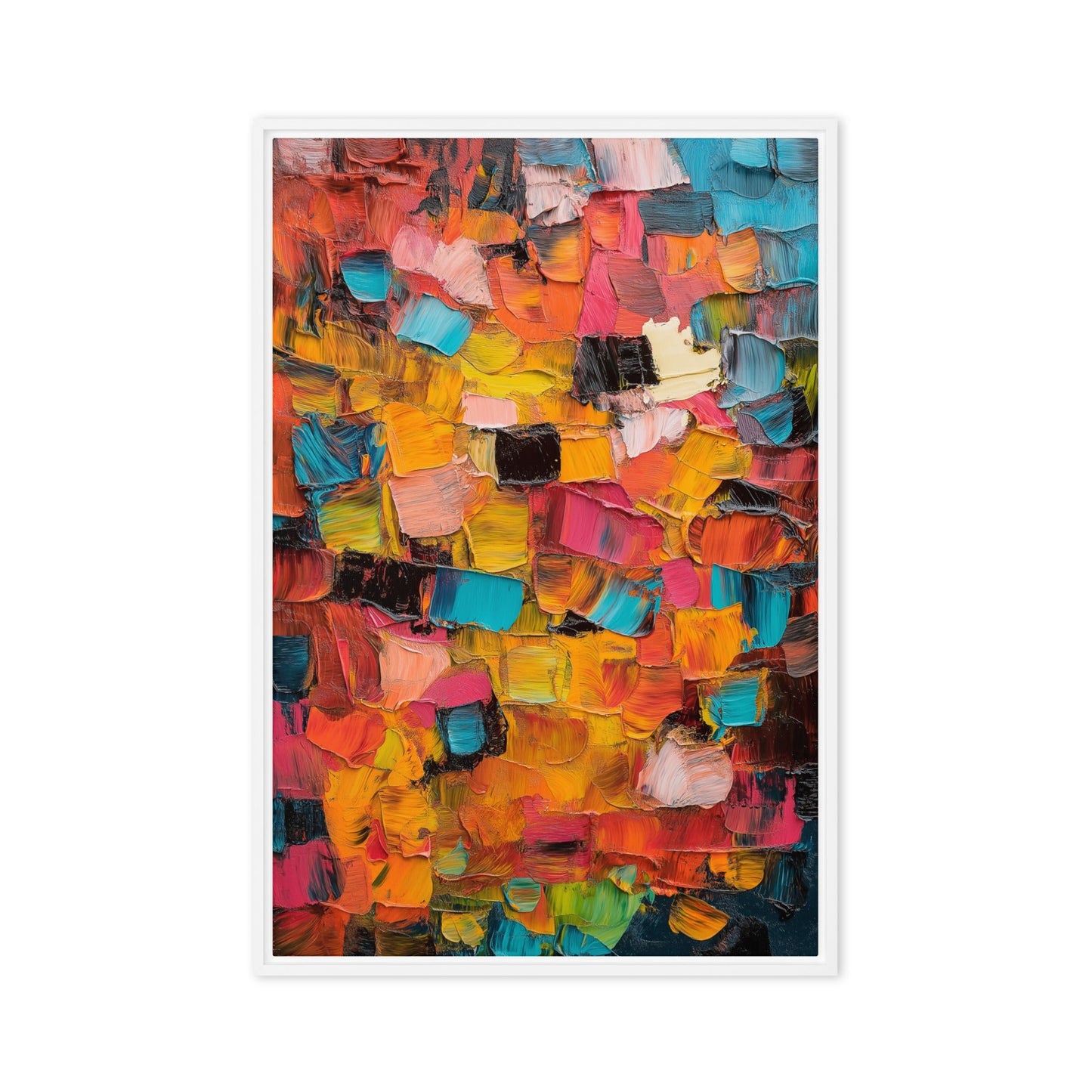 Colorful Impasto Art Framed Canvas