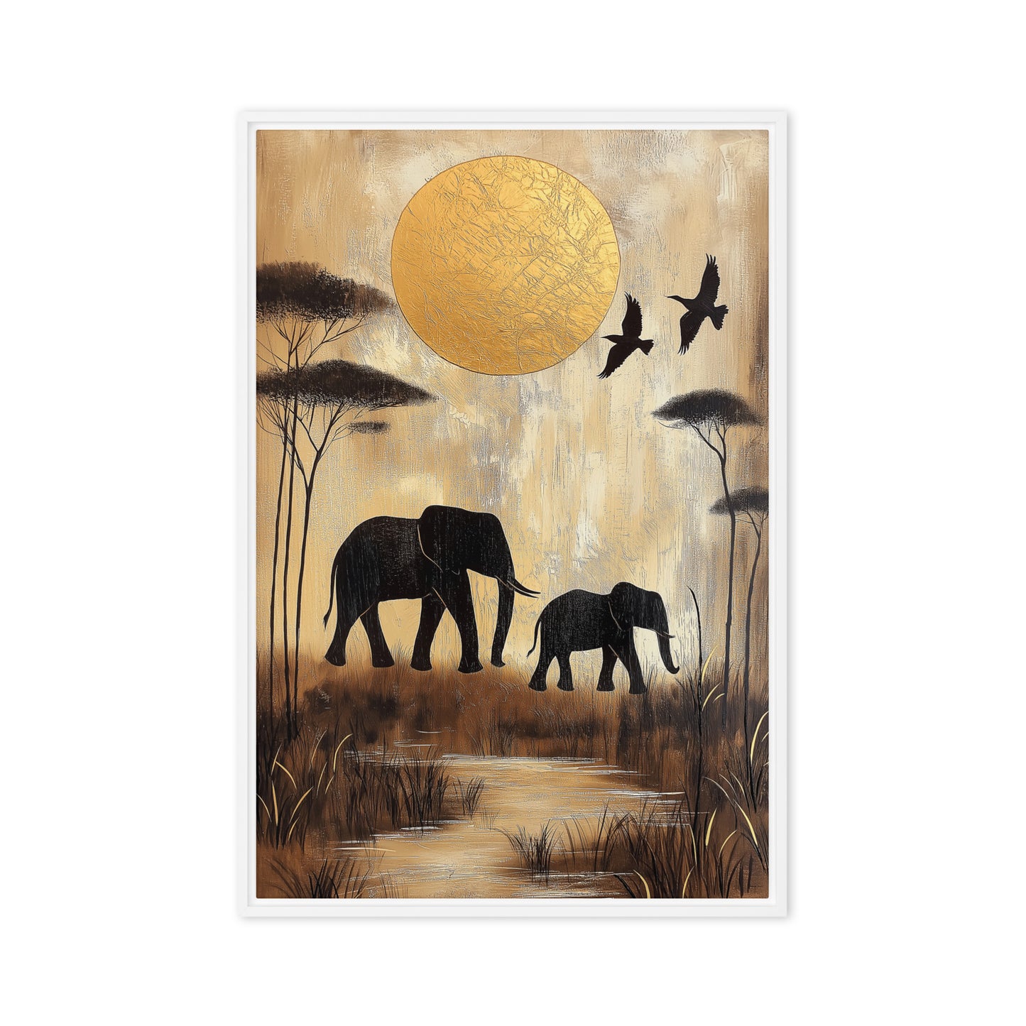 African Landscape Art Framed Canvas
