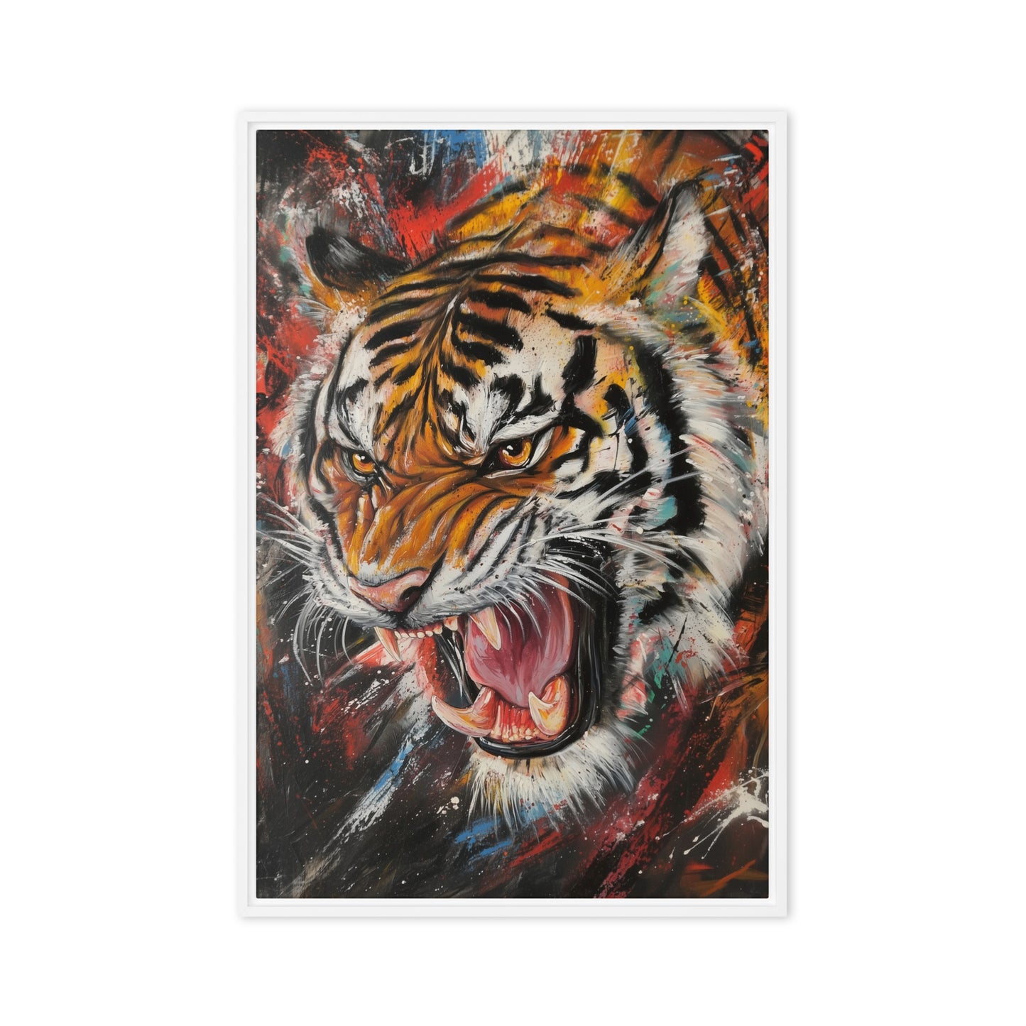 Roaring Tiger Modern Art Framed Canvas