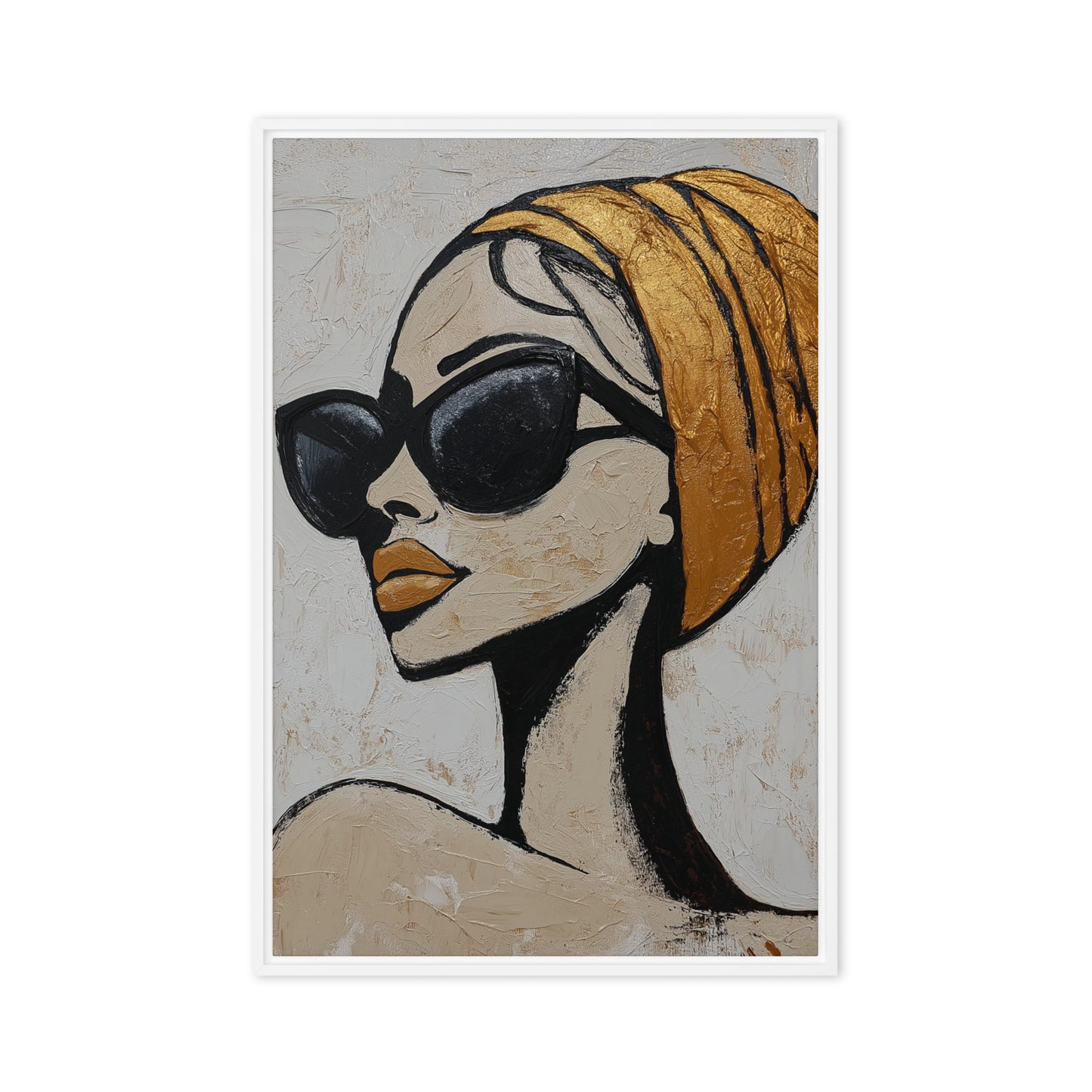 Woman in Sunglasses Fashion Art Framed Canvas