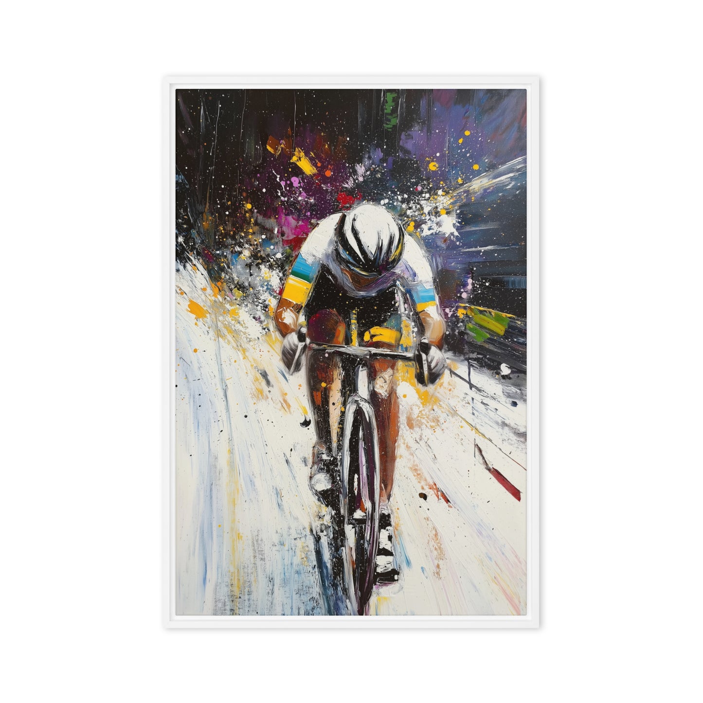 Cycling Modern Art Framed Canvas