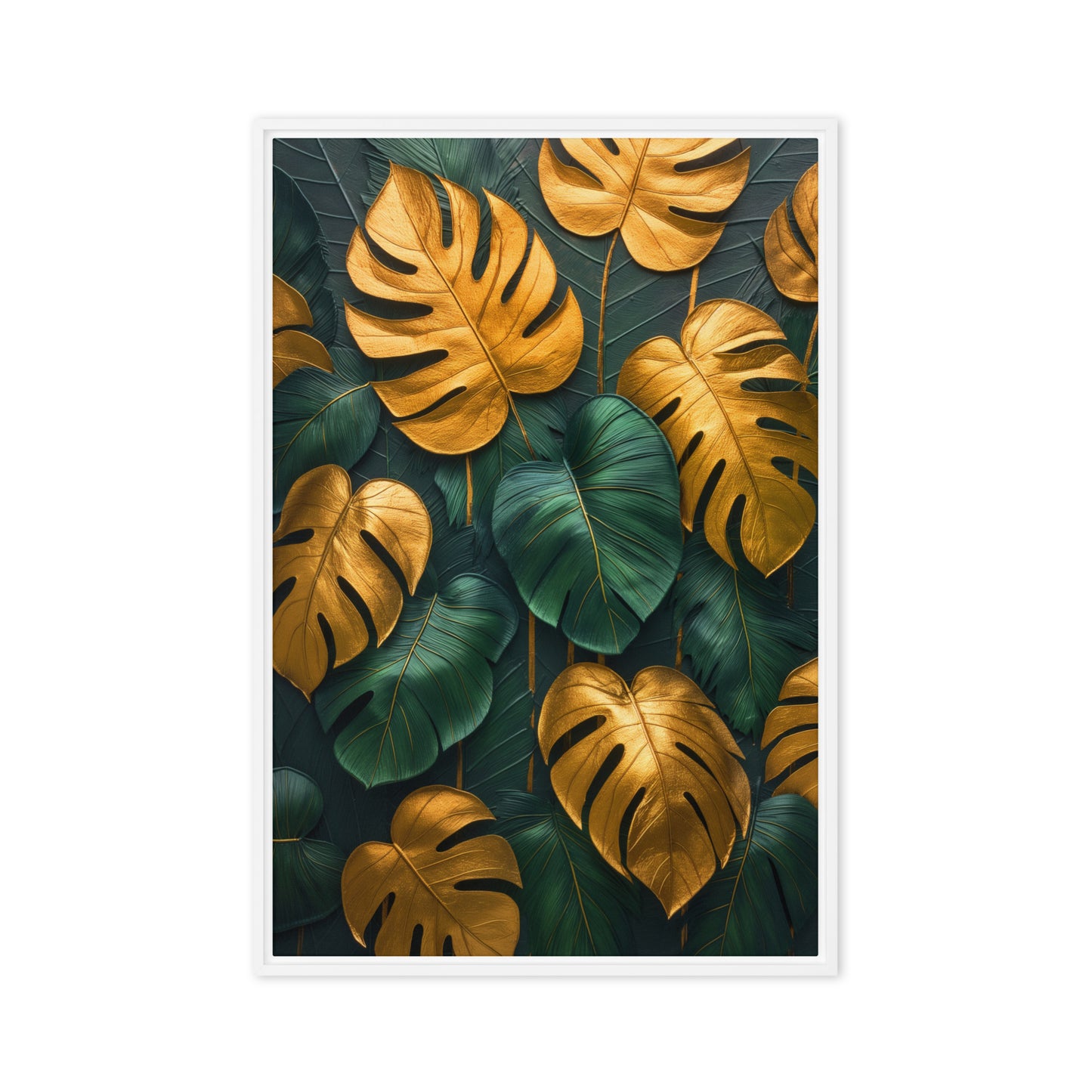 Monstera Leaves Floral Art Framed Canvas