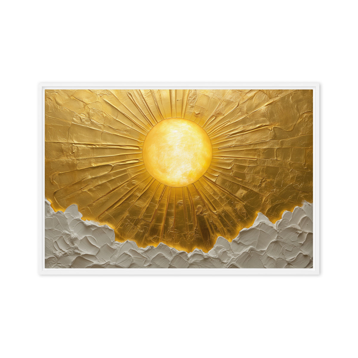 Sun In the Clouds Impasto Art Framed Canvas