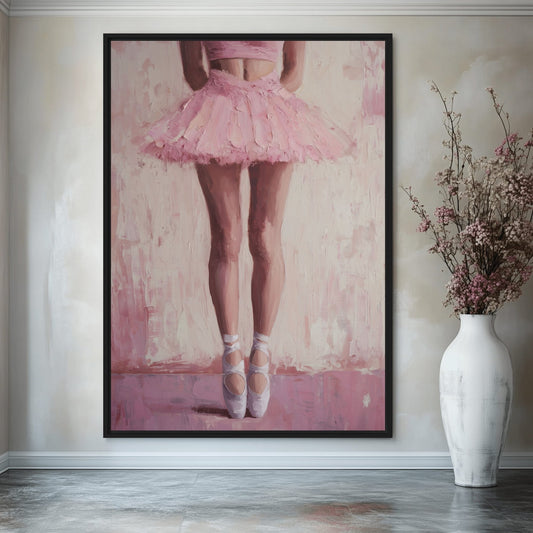 Blush ballerina Digital Print in a warm interior with sculptural vase | PaintFu