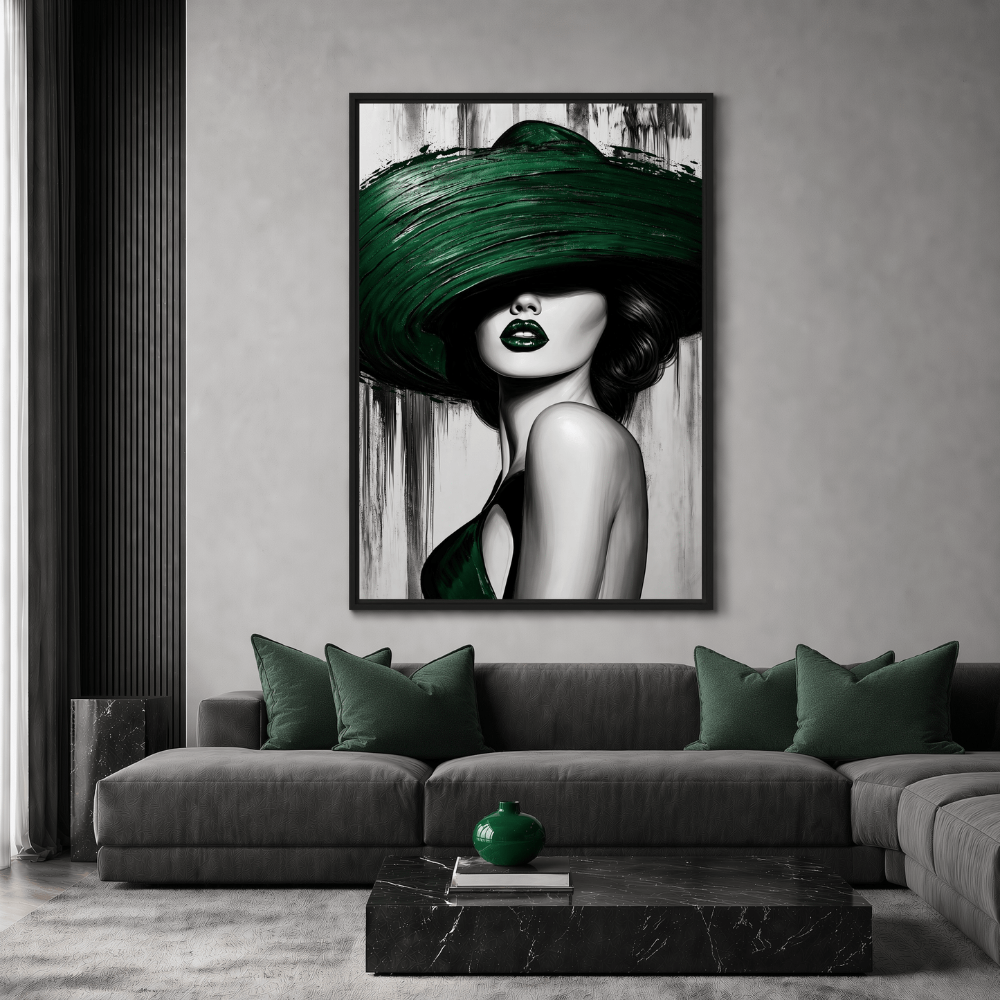 Green Sombrero Woman Digital Print - PaintFu